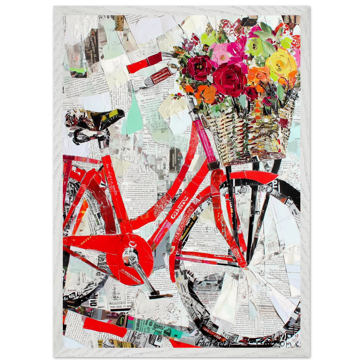 Le Vélo Fleuri — tableau encadré bois — vue 11 — art mural STNCL