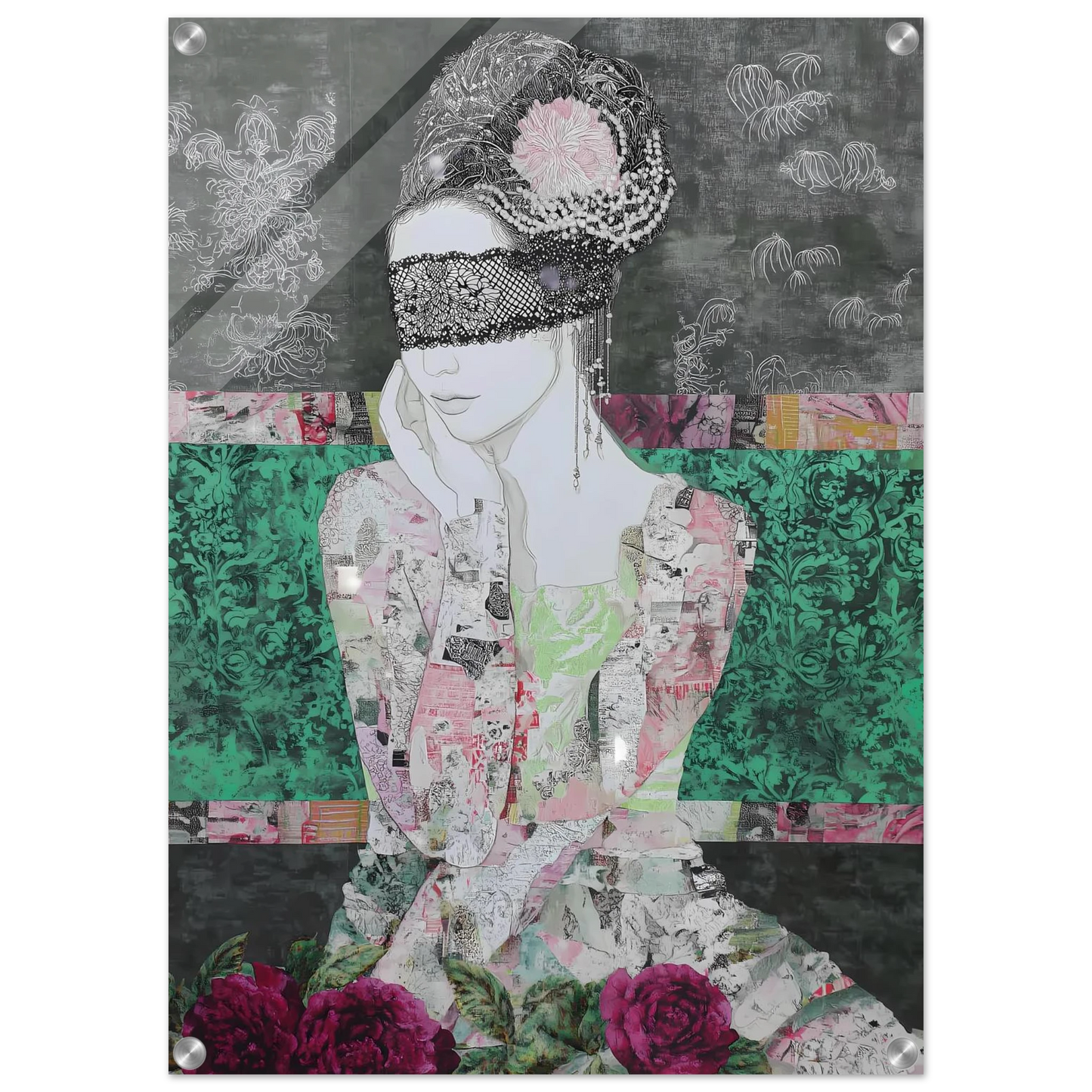 Dame de Dentelle — tableau plexiglas — vue 2 — art mural STNCL