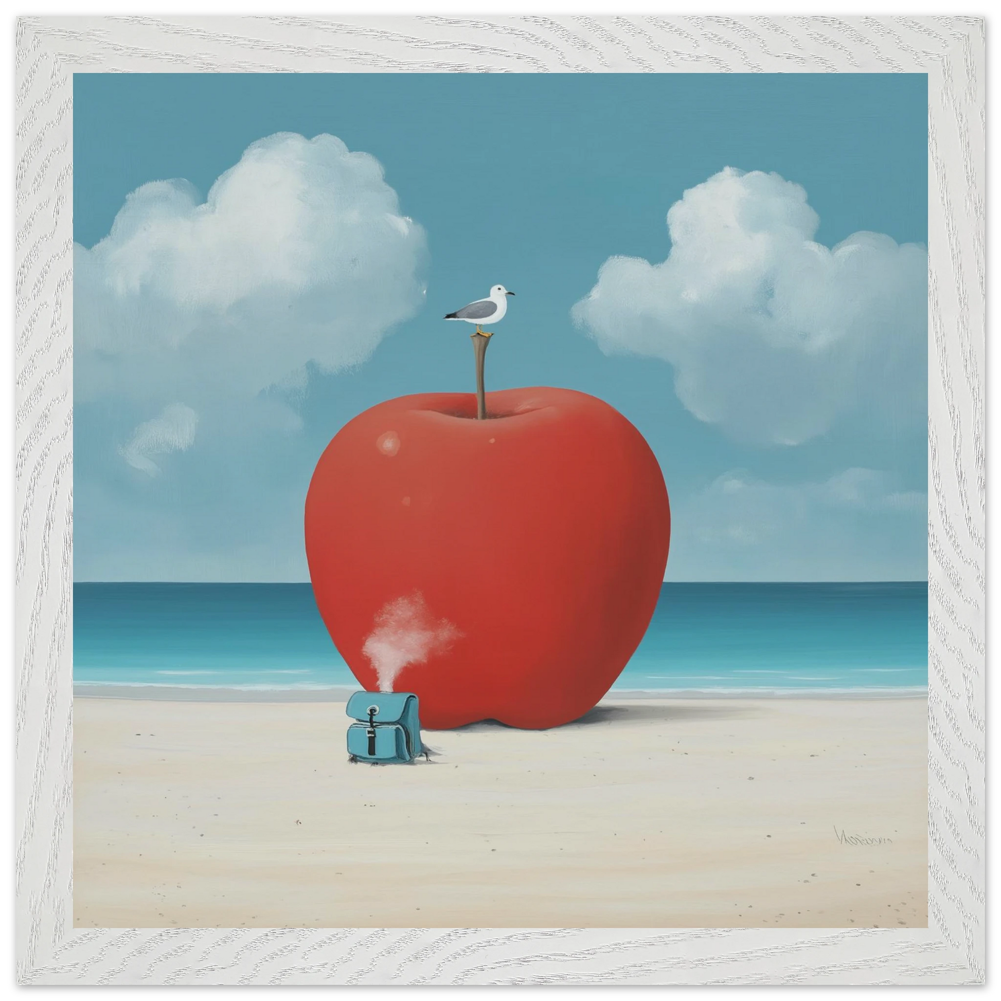 La Pomme et la Mouette — tableau encadré bois — vue 5 — art mural STNCL