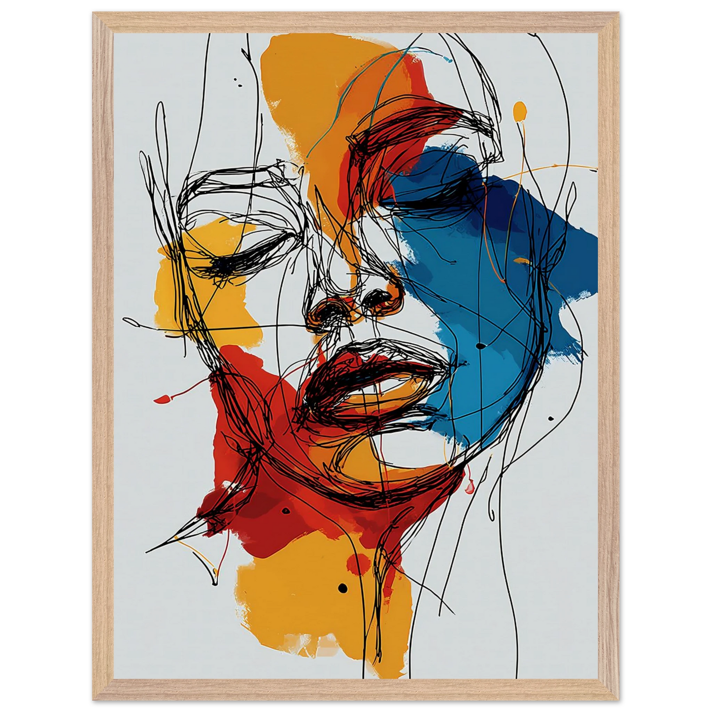 Visage en Filigrane — tableau encadré bois — vue 3 — art mural STNCL
