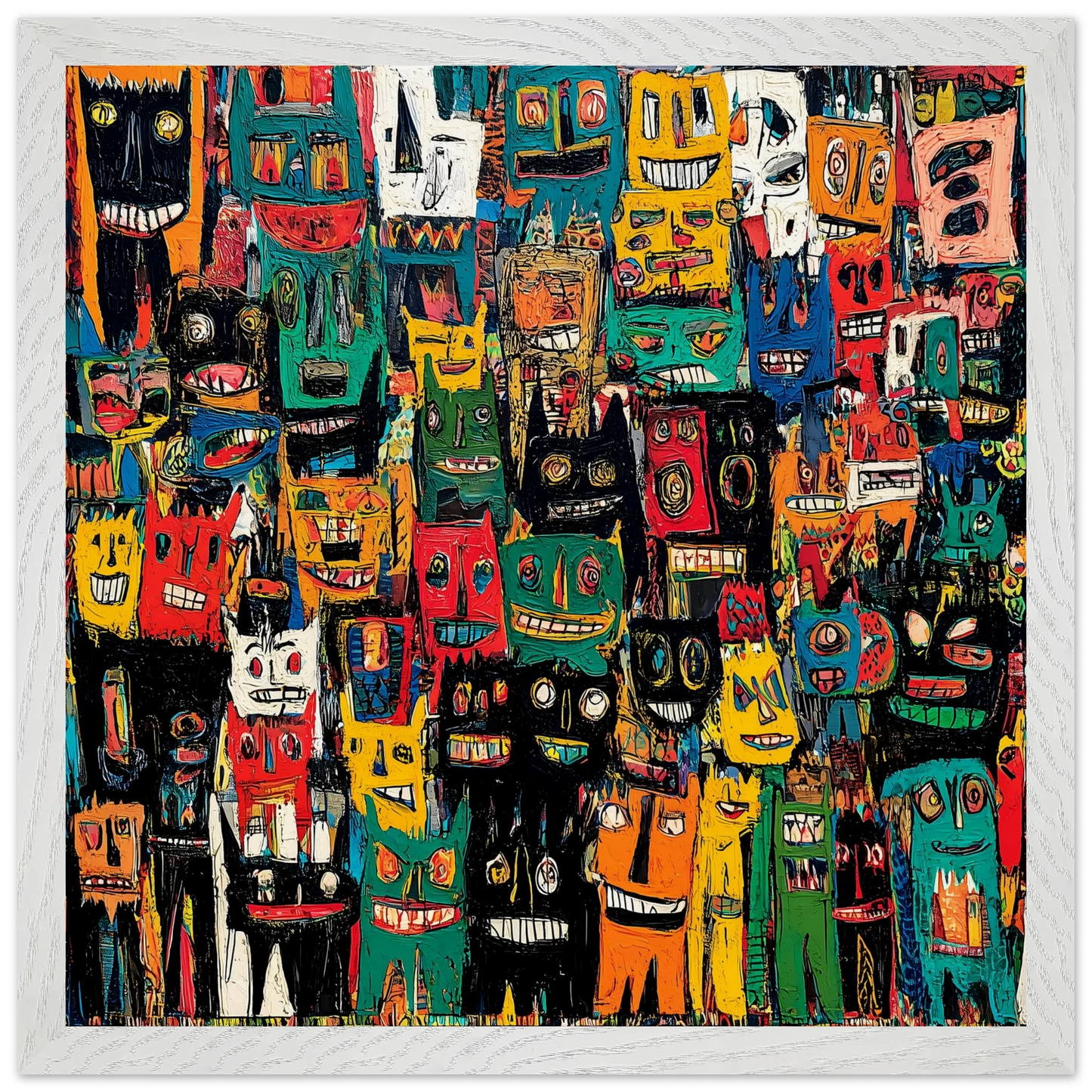 Assemblée de Masques — tableau encadré bois — vue 9 — art mural STNCL