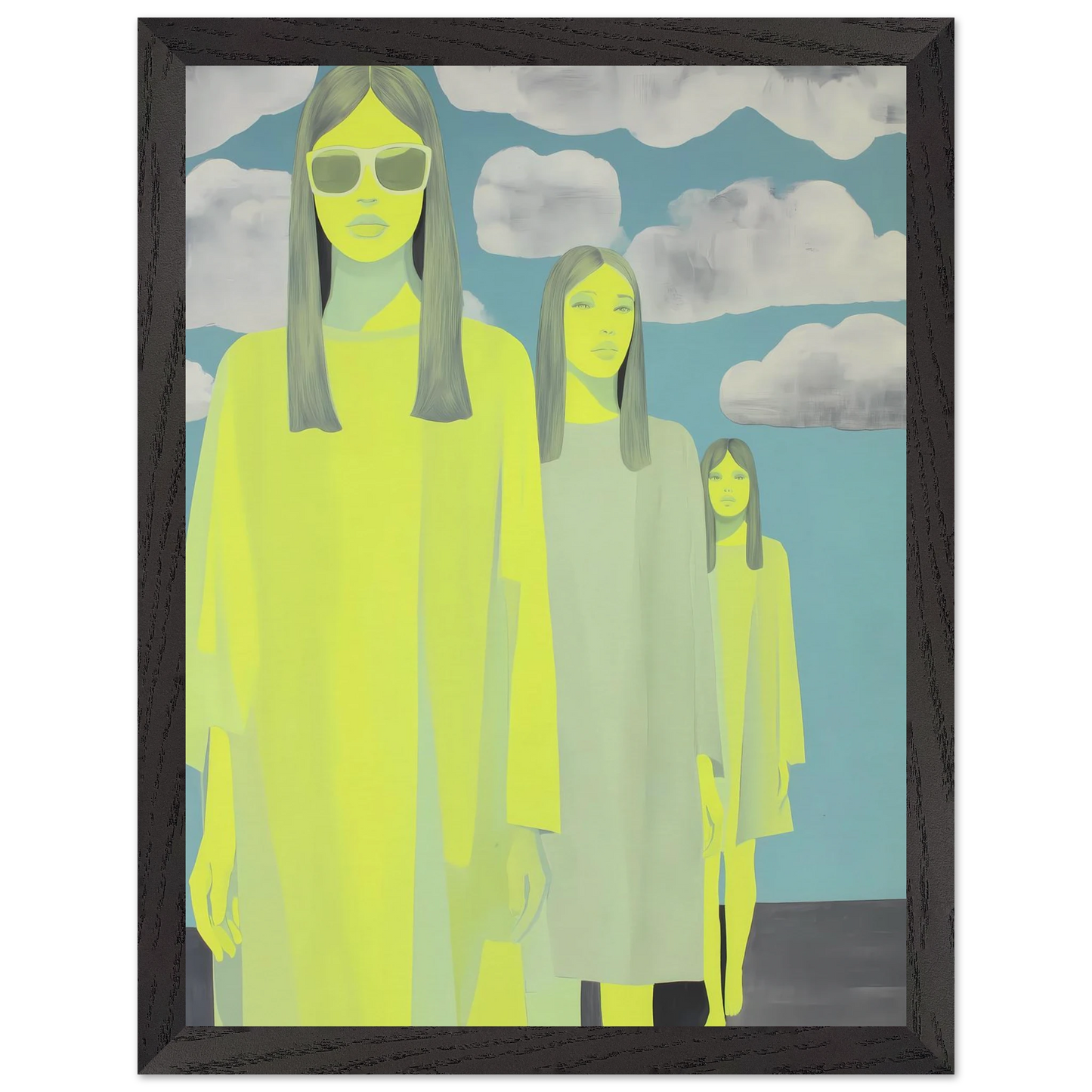 Les Trois Silhouettes — tableau encadré bois — vue 4 — art mural STNCL
