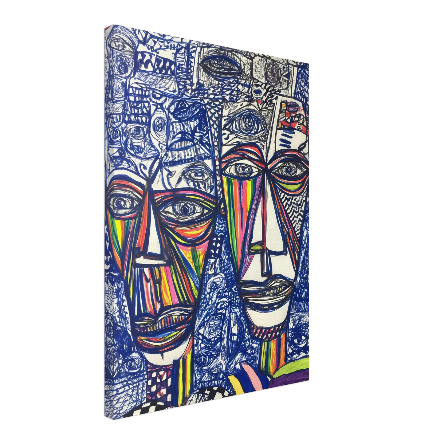 Deux Visages au Feutre — tableau sur toile — vue 3 — art mural STNCL
