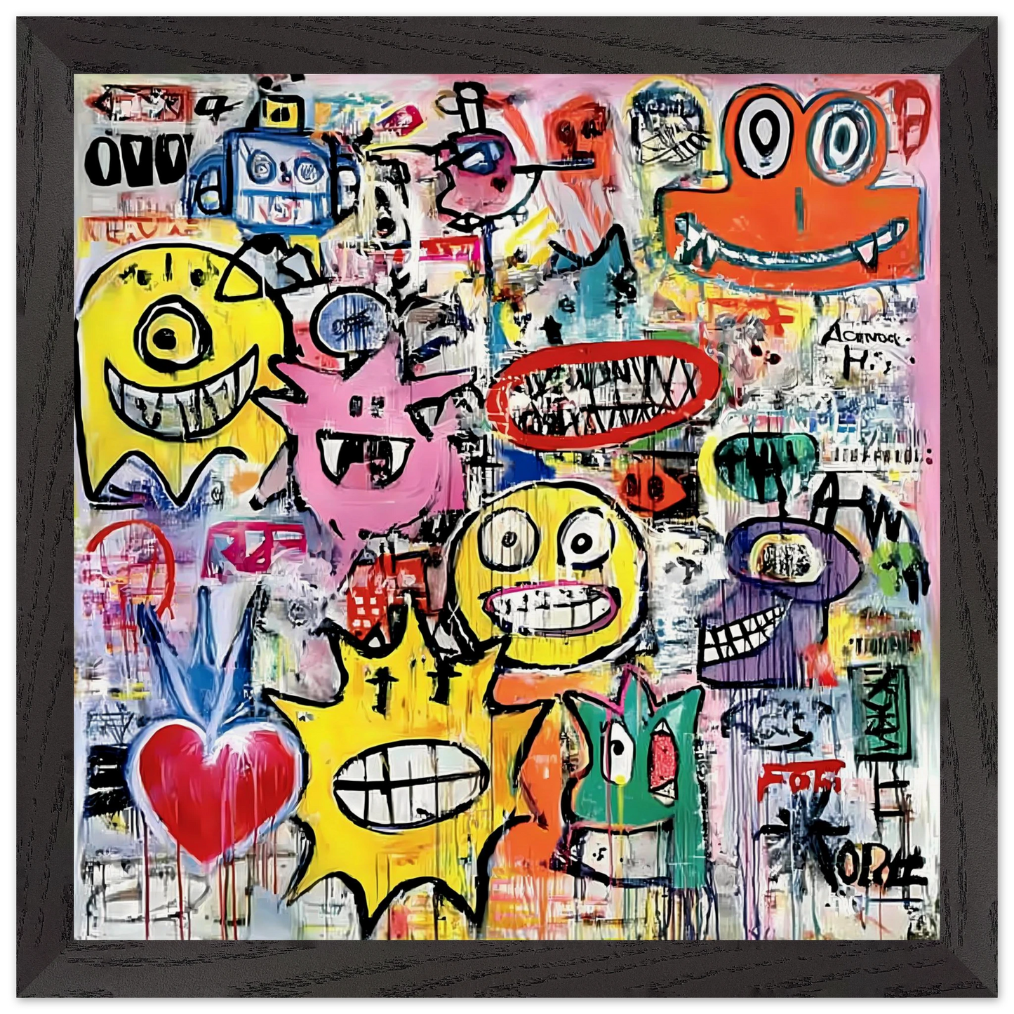 Le Mur aux Monstres — tableau encadré bois — vue 2 — art mural STNCL