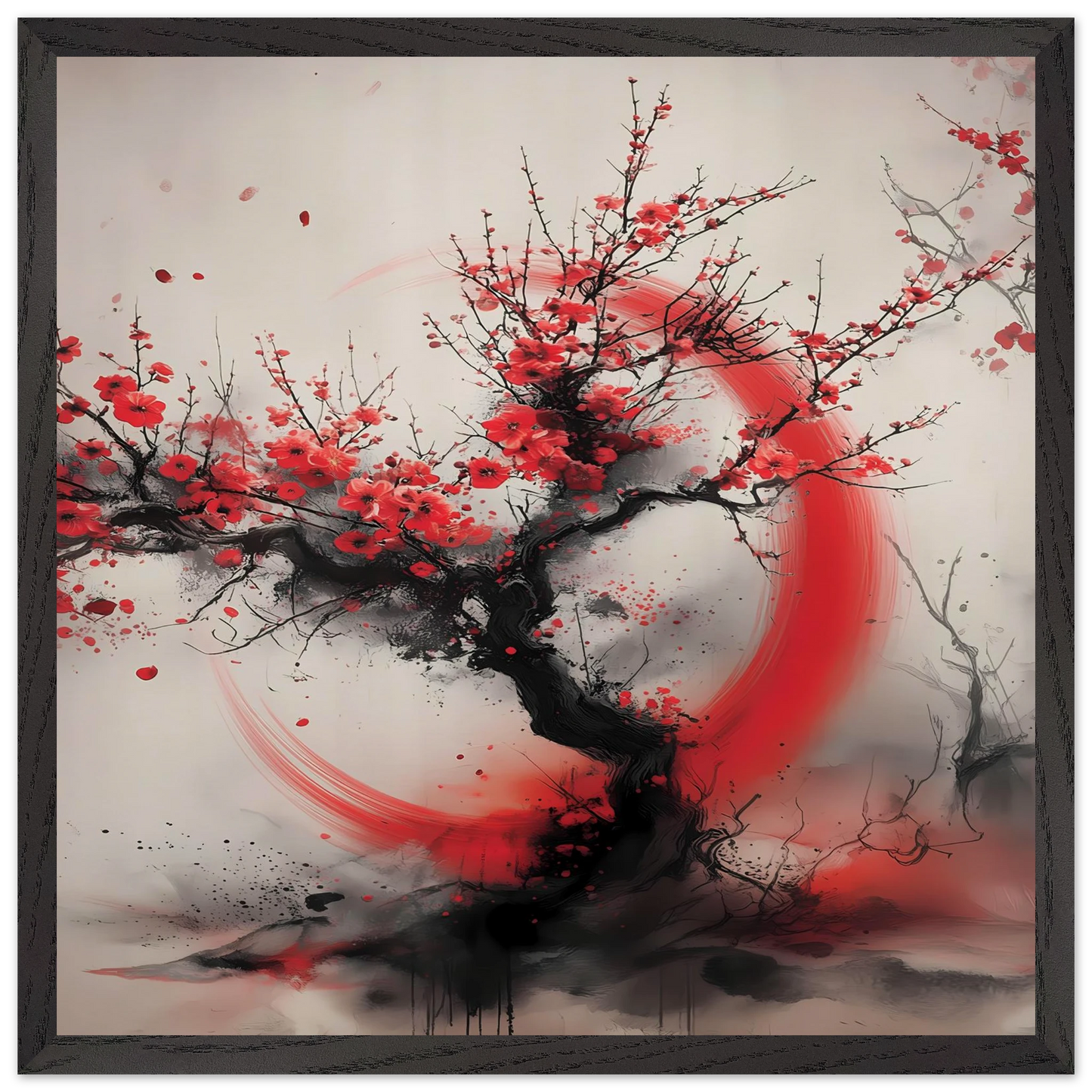 Enso et Prunier — tableau encadre bois — vue 8 — art mural STNCL