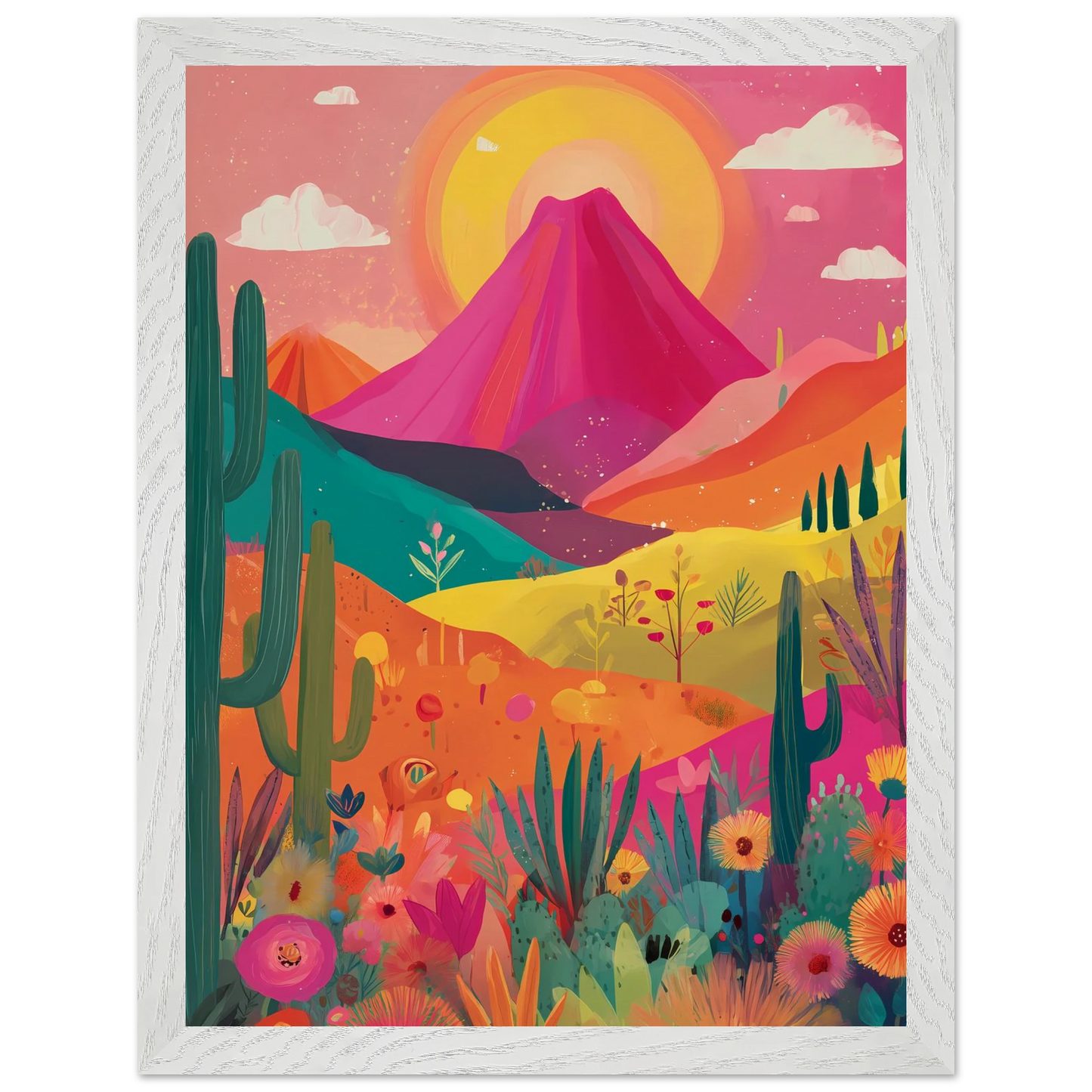 Volcan Fleuri — tableau encadre bois — vue 9 — art mural STNCL