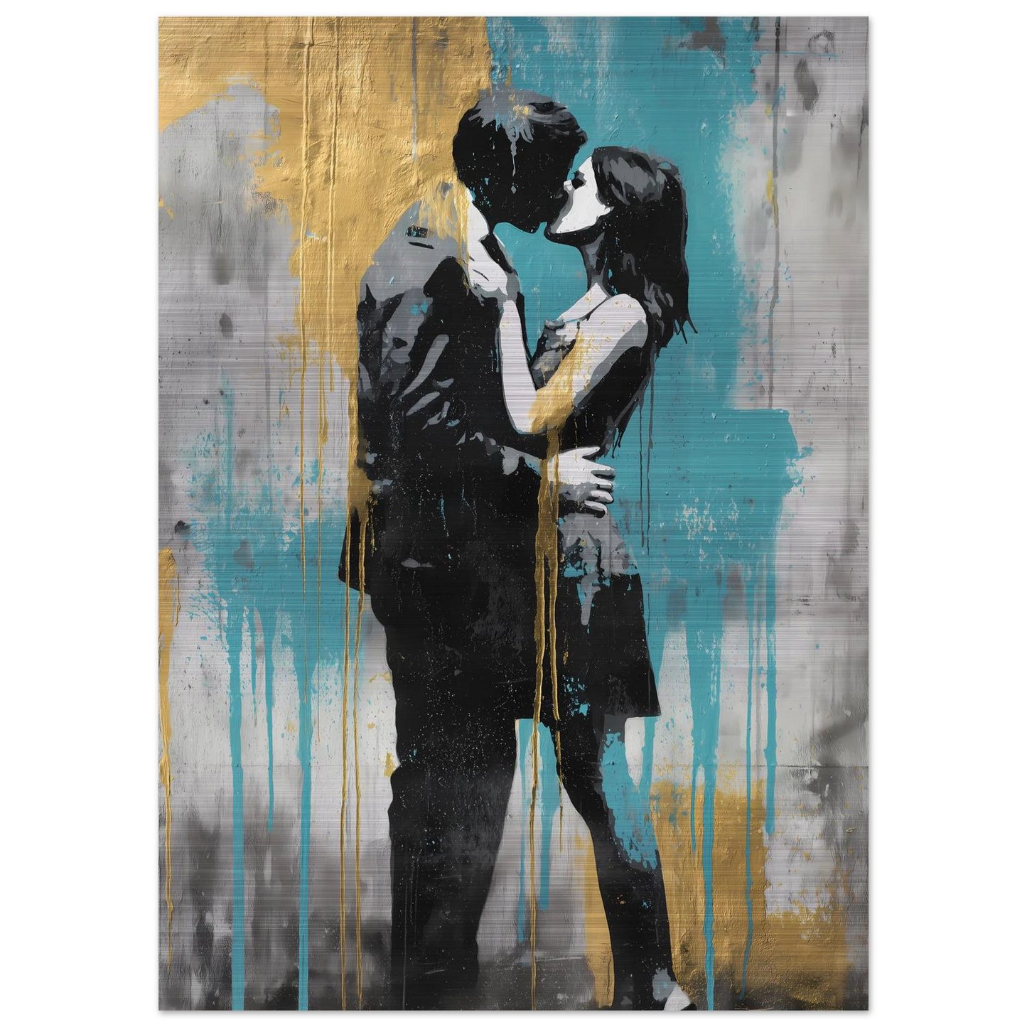 Baiser au Pochoir — tableau aluminium — vue 4 — art mural STNCL