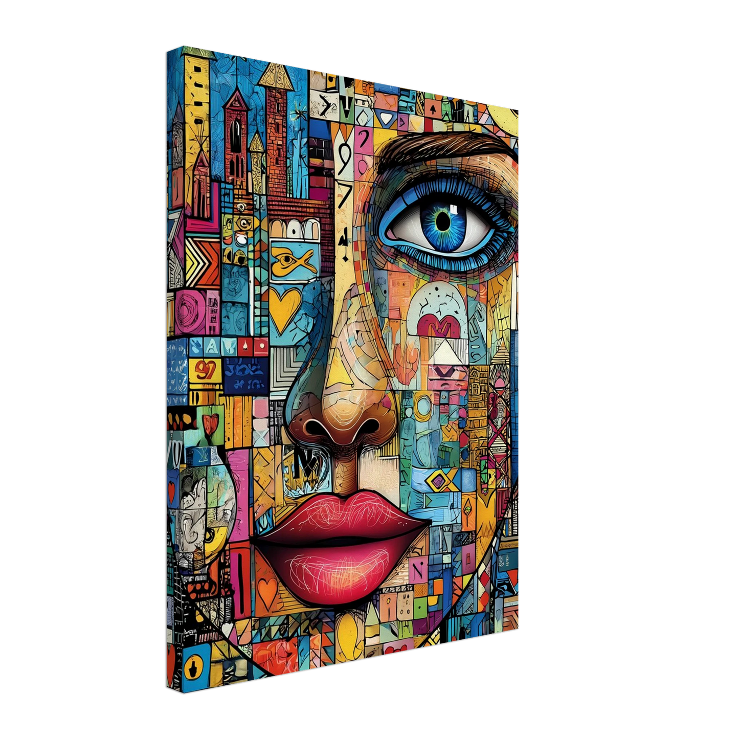 Visage Mosaïque — tableau sur toile — vue 5 — art mural STNCL