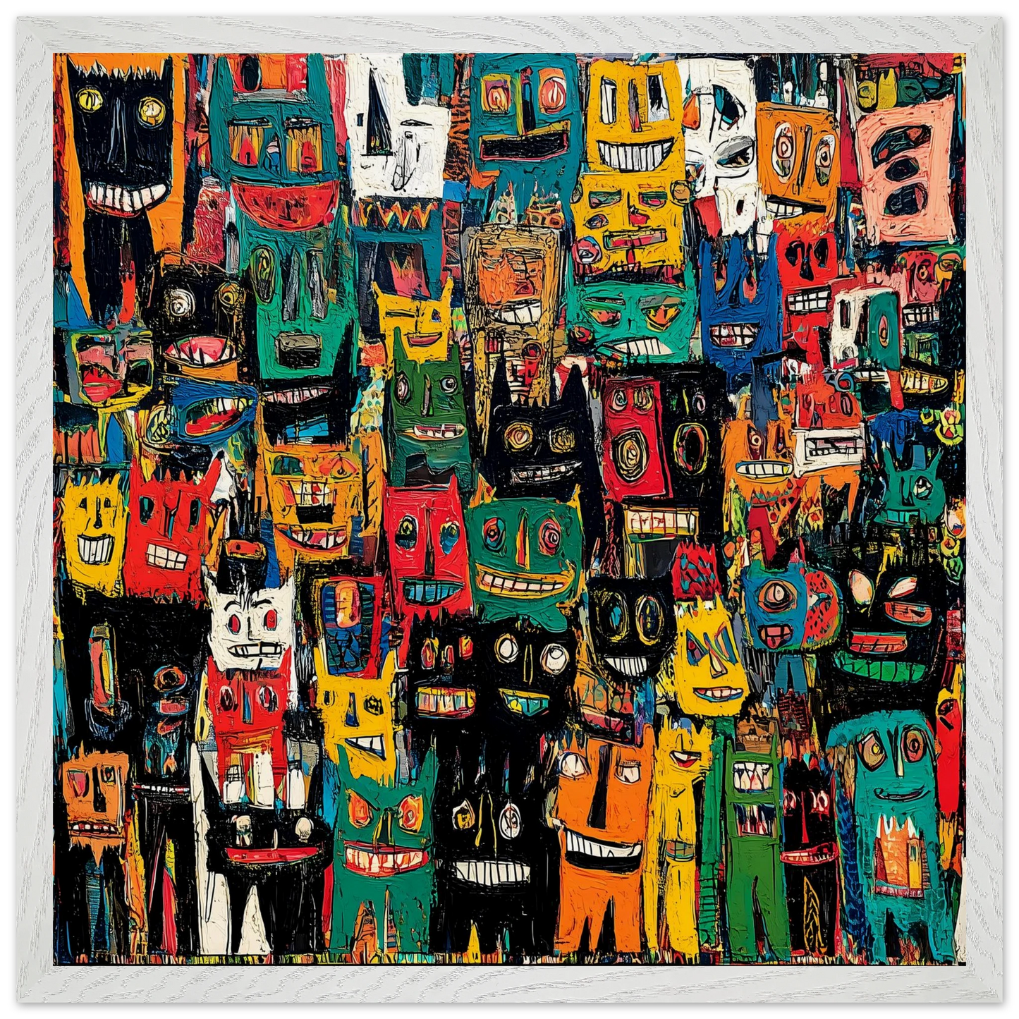 Assemblée de Masques — tableau encadré bois — vue 12 — art mural STNCL