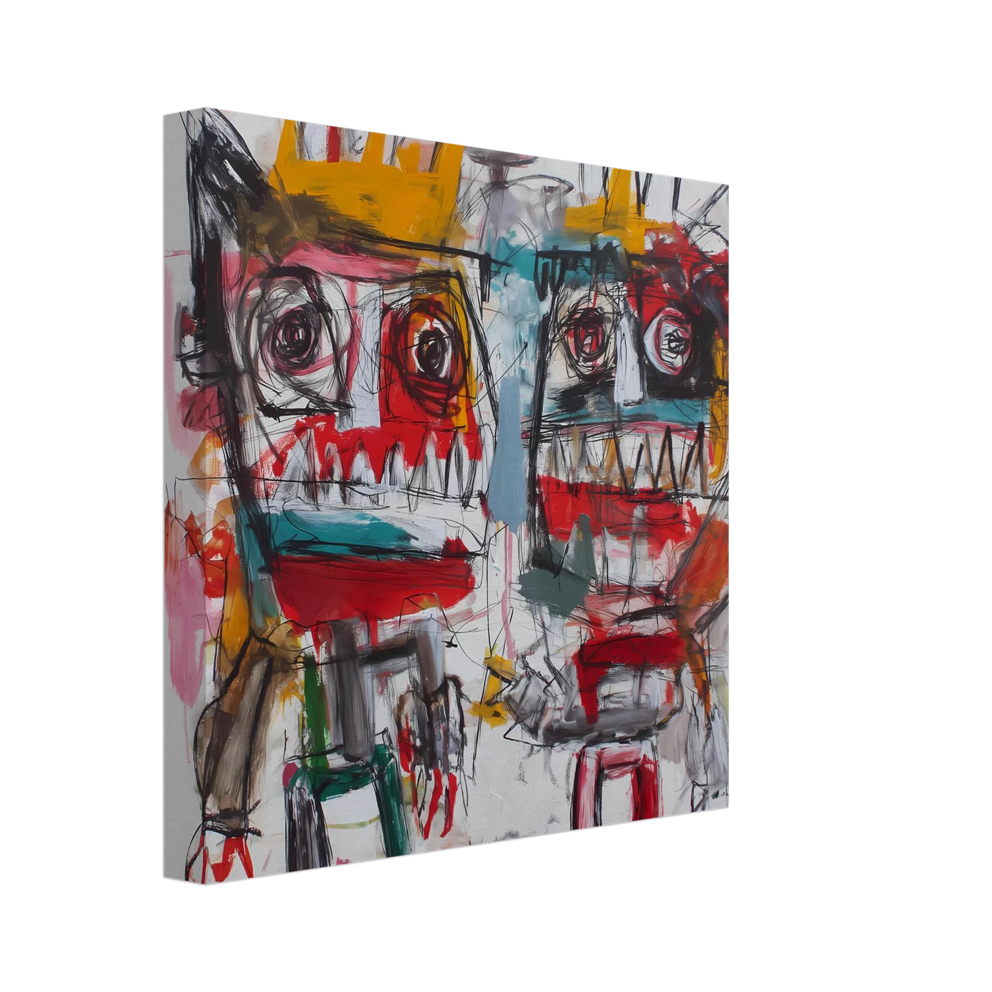 Rois Crânes — tableau sur toile — vue 2 — art mural STNCL