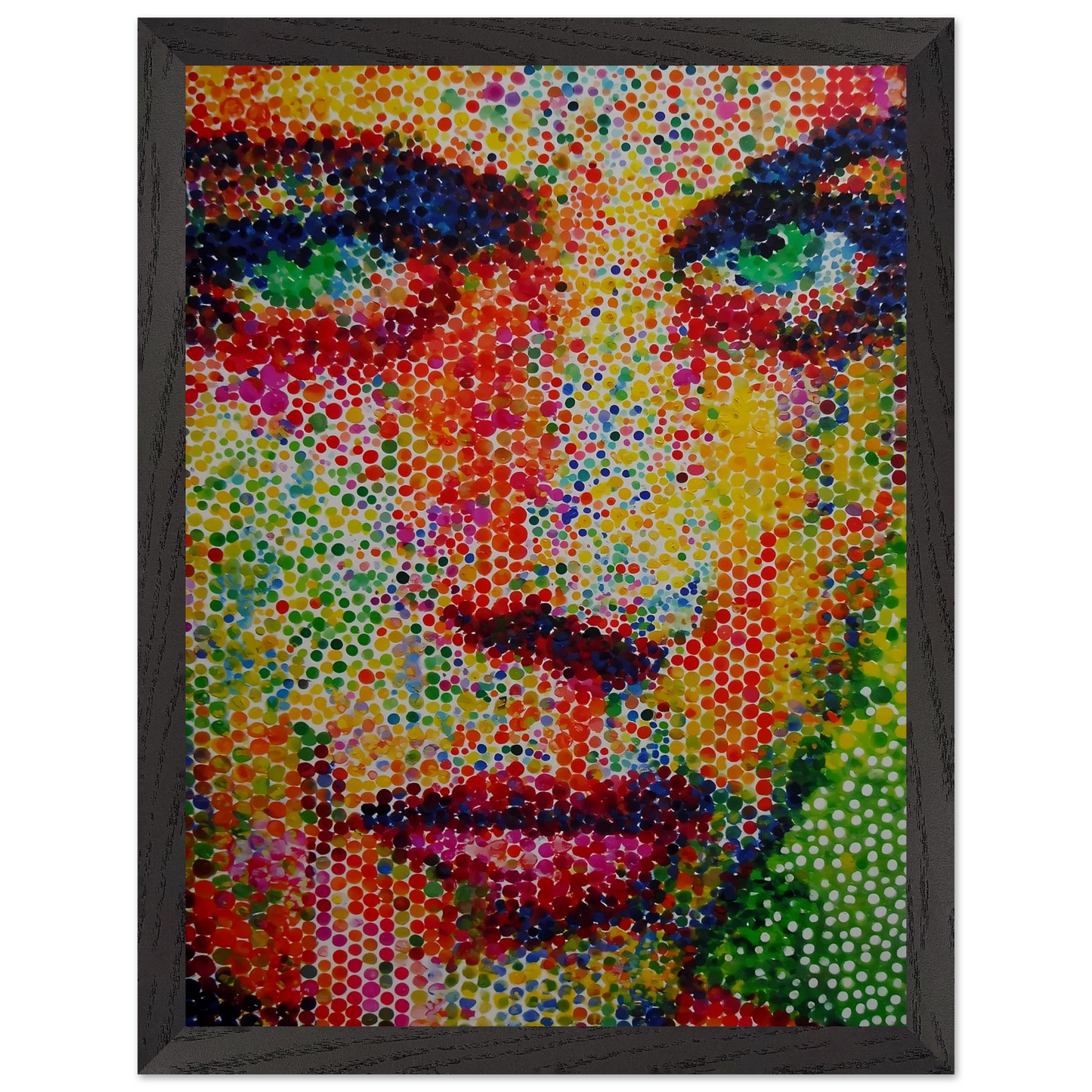 Le Visage en Points — tableau encadré bois — vue 4 — art mural STNCL
