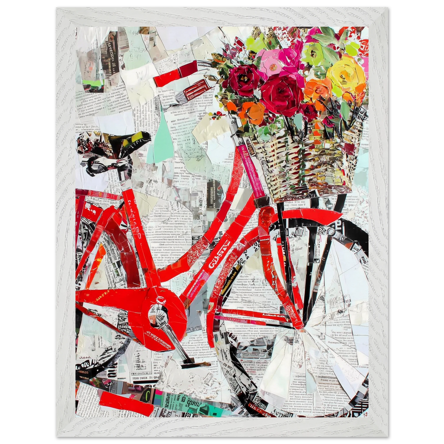 Le Vélo Fleuri — tableau encadré bois — vue 9 — art mural STNCL
