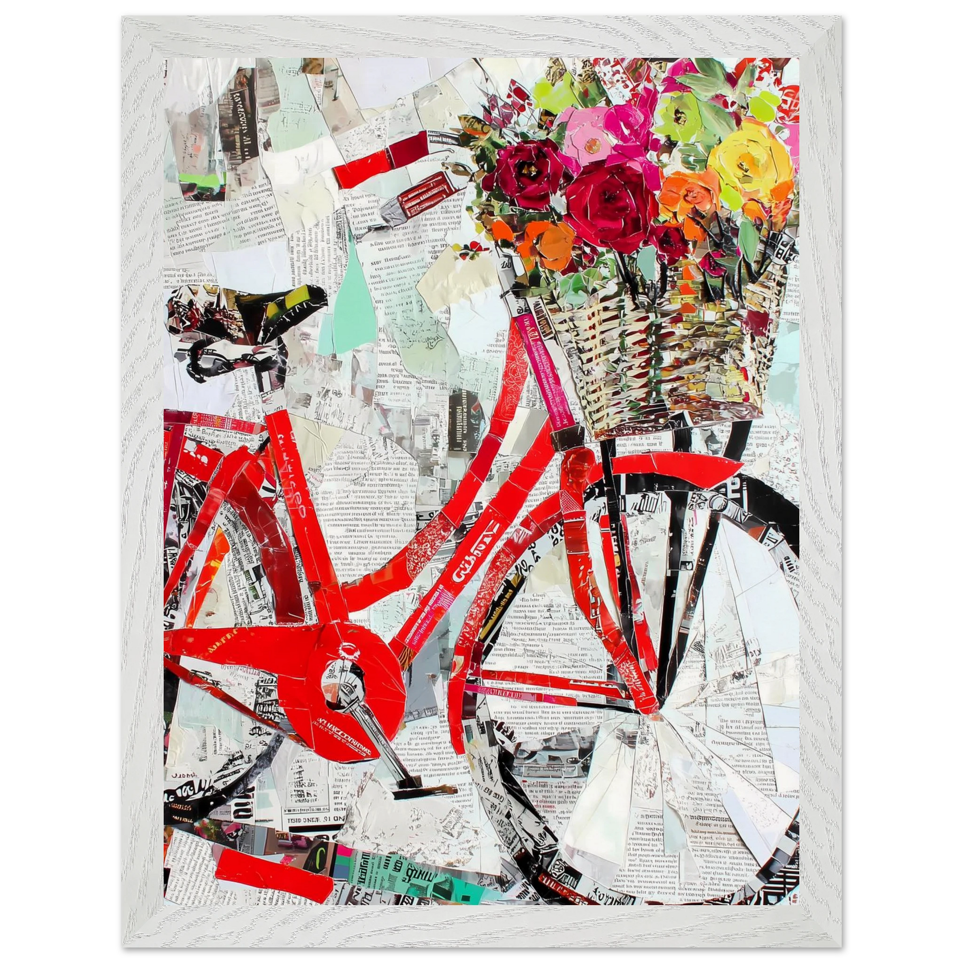 Le Vélo Fleuri — tableau encadré bois — vue 9 — art mural STNCL