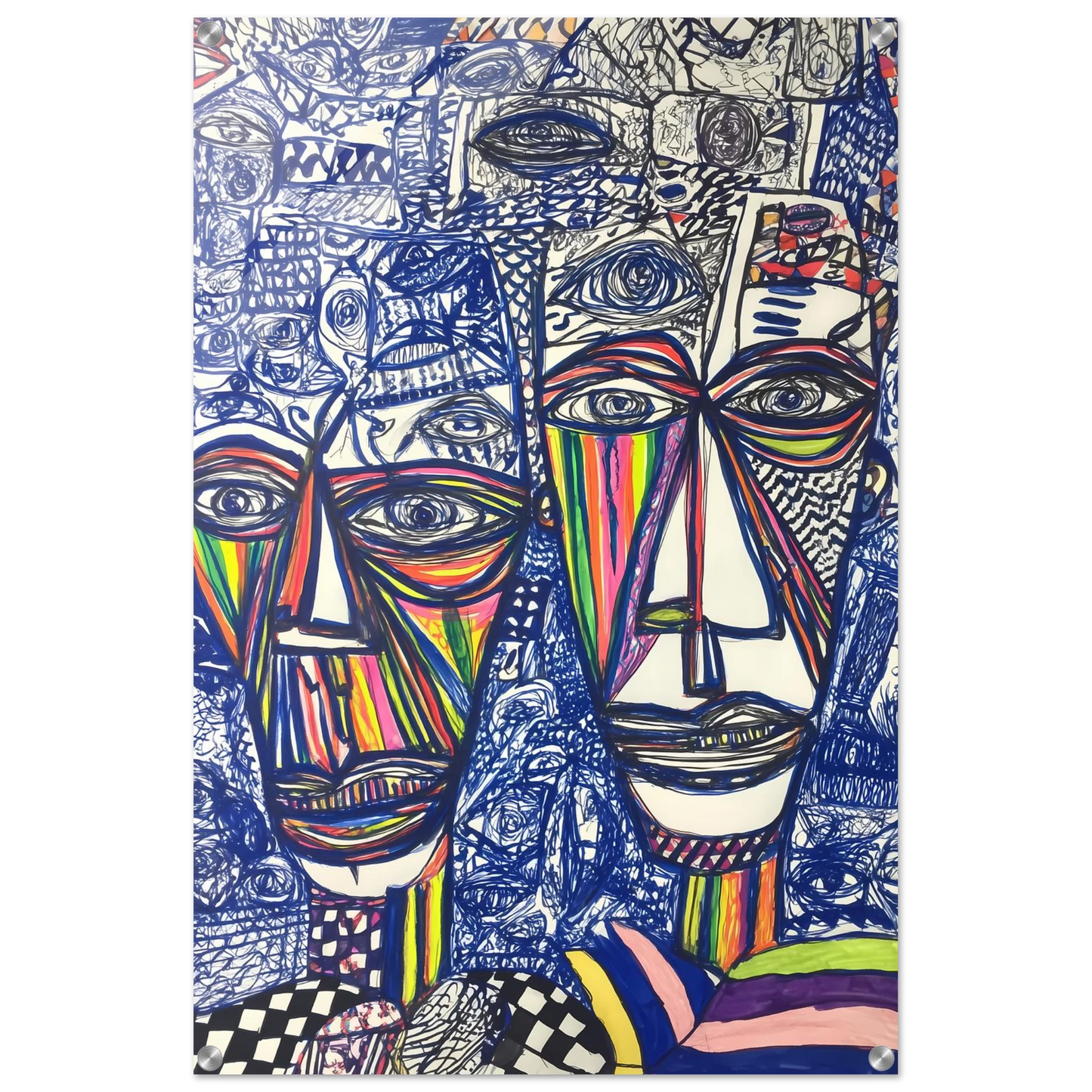 Deux Visages au Feutre — tableau plexiglas — vue 5 — art mural STNCL