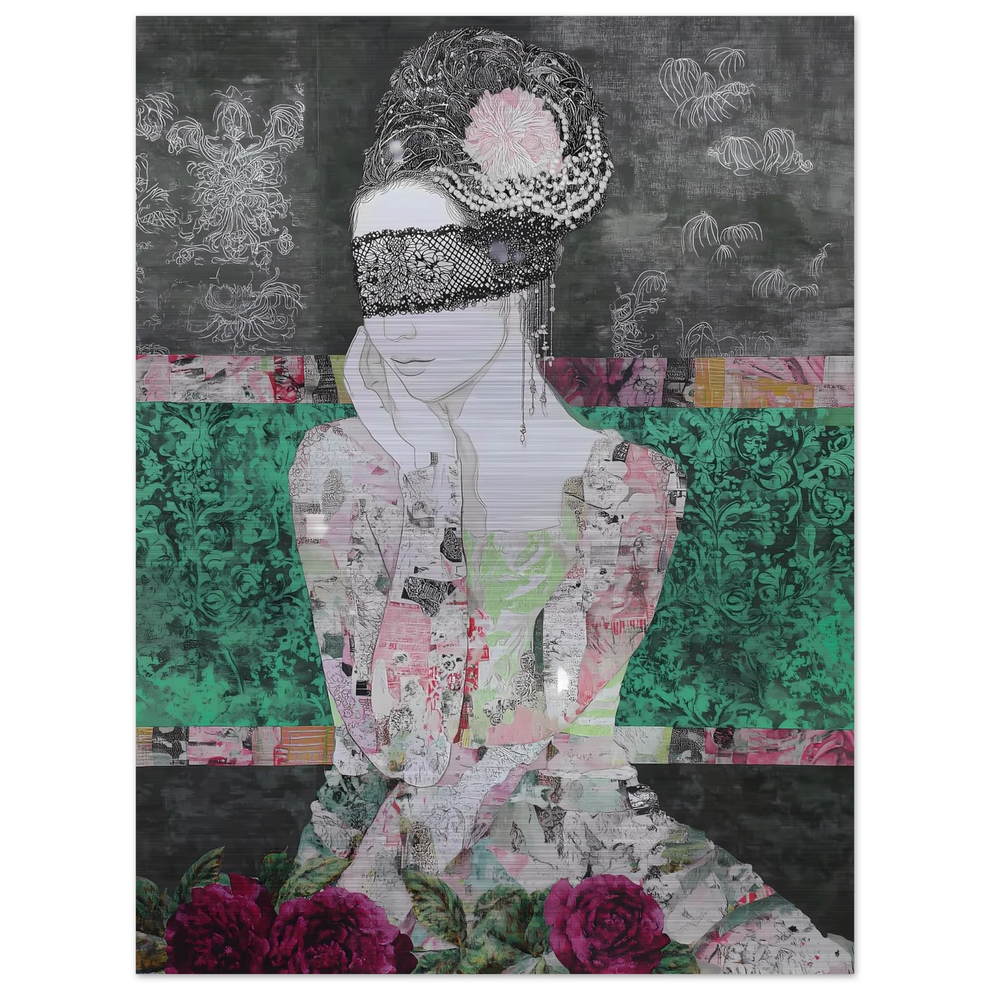 Dame de Dentelle — tableau aluminium — vue 2 — art mural STNCL