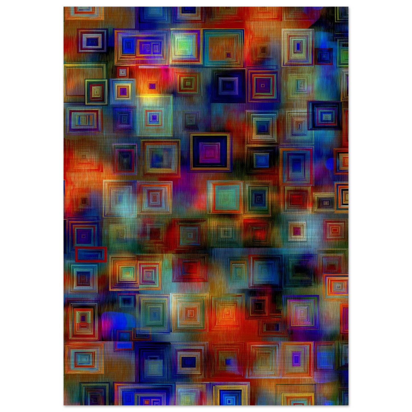 Trame de Carrés — tableau aluminium — vue 4 — art mural STNCL