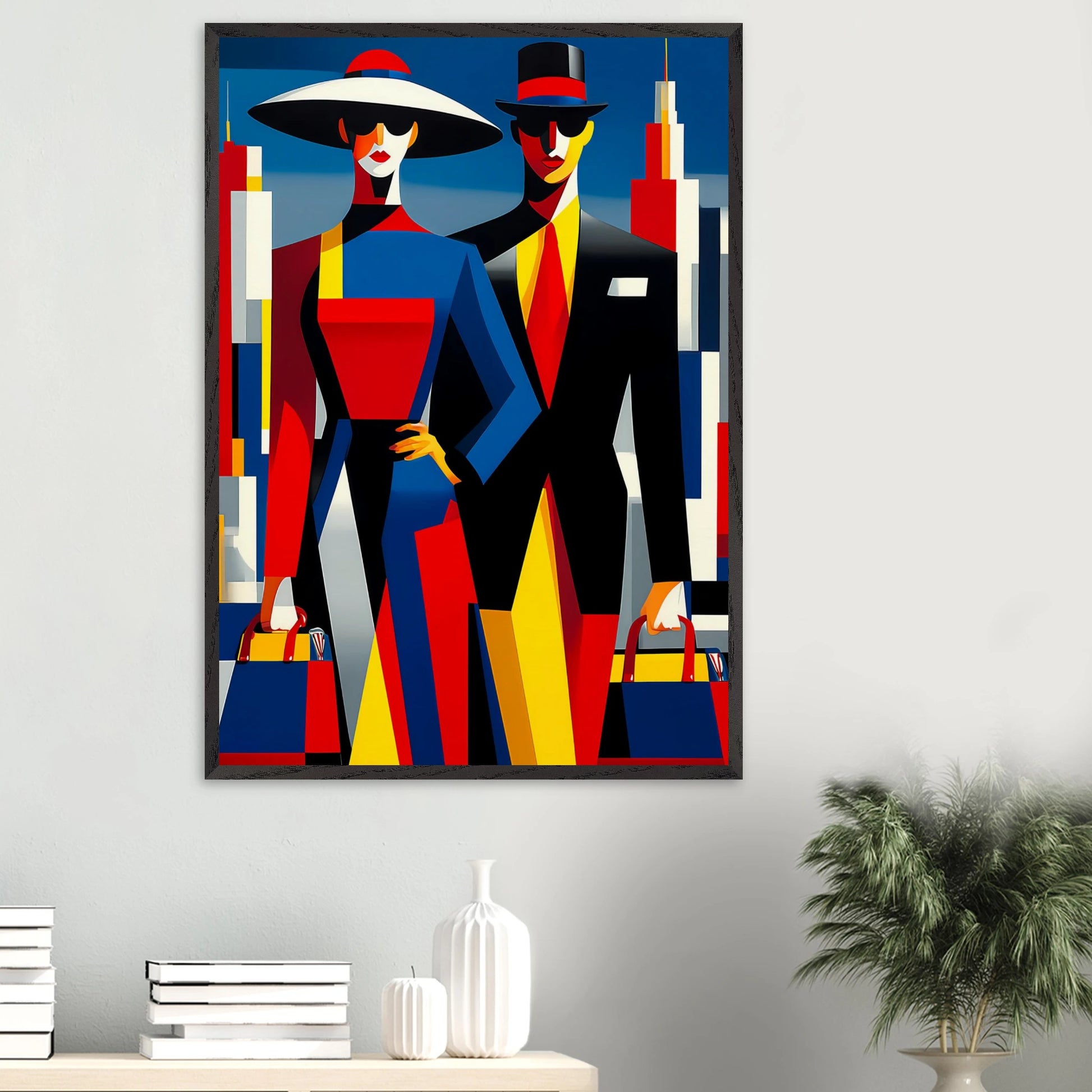 Le Couple en Ville — tableau encadré bois — vue 16 — art mural STNCL