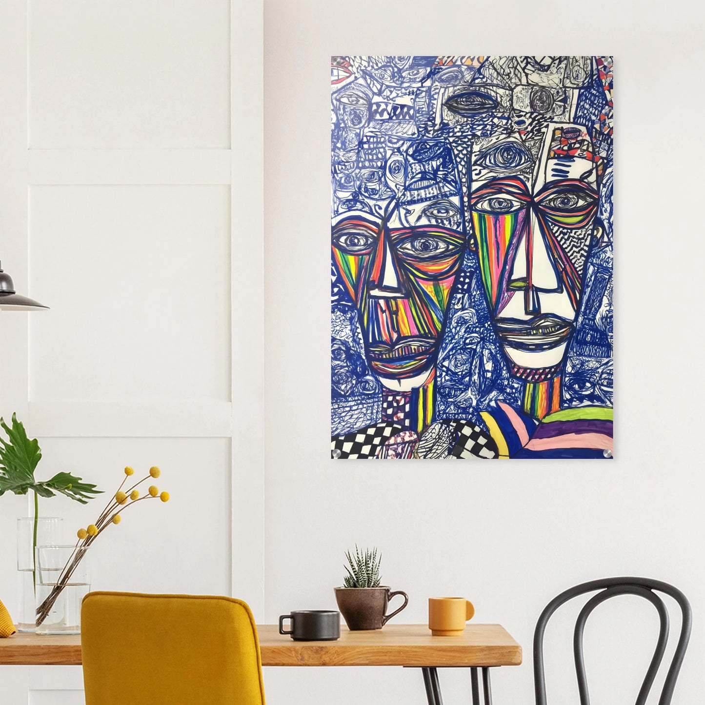 Deux Visages au Feutre — tableau plexiglas — vue 8 — art mural STNCL