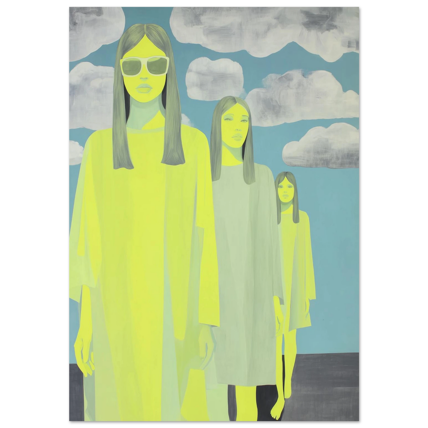 Trois Silhouettes sous les Nuages — tableau aluminium — art mural STNCL