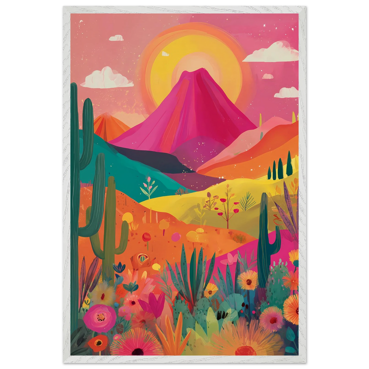 Volcan Fleuri — tableau encadre bois — vue 7 — art mural STNCL