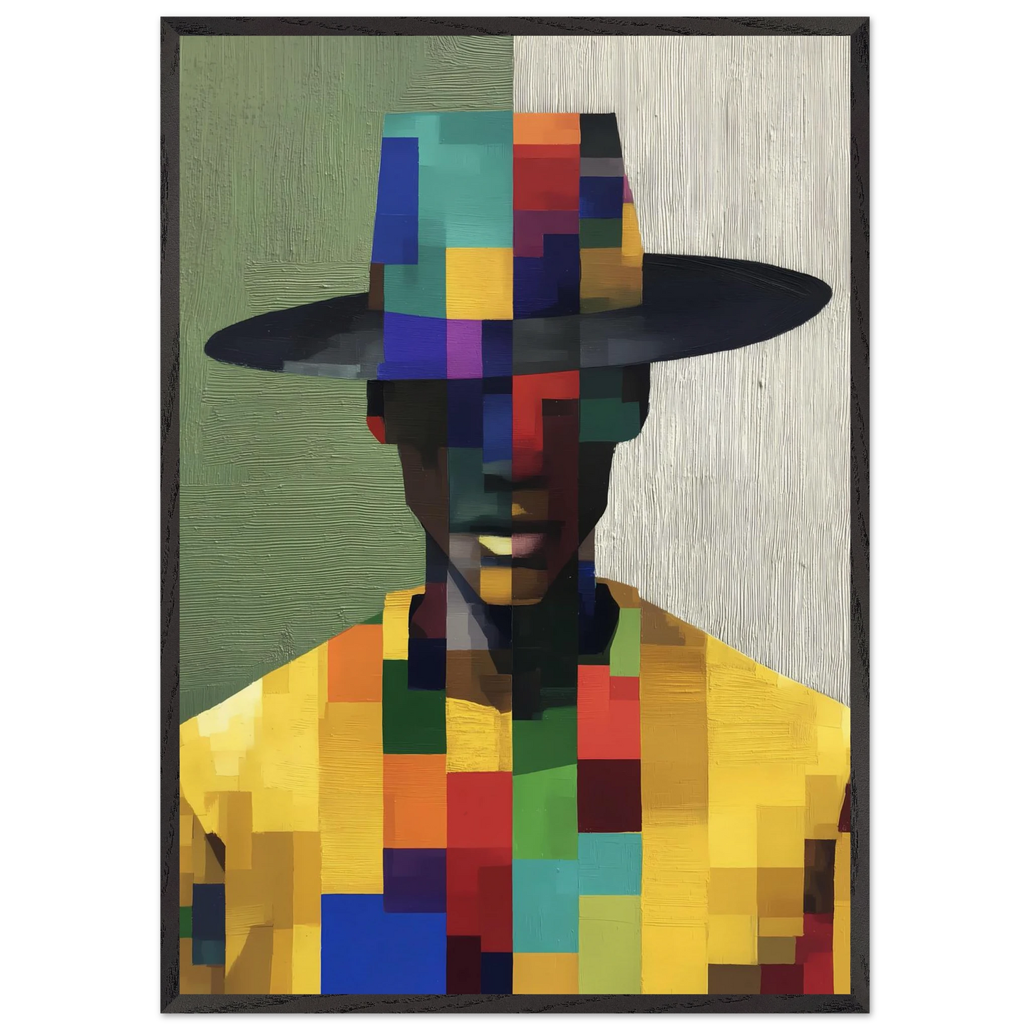 Portrait en Mosaïque — tableau encadre bois — art mural STNCL