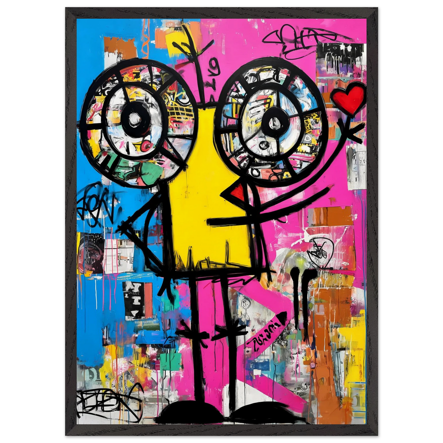 Petit Monstre au Cœur — tableau encadré bois — vue 10 — art mural STNCL