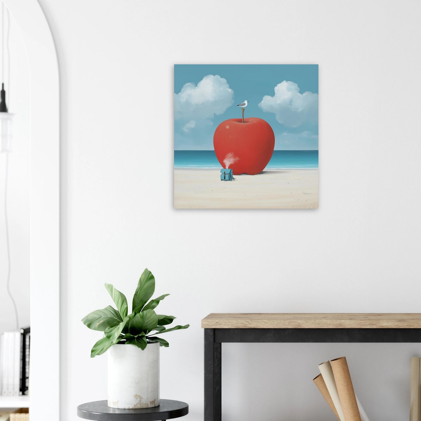 La Pomme et la Mouette — tableau aluminium — vue 7 — art mural STNCL