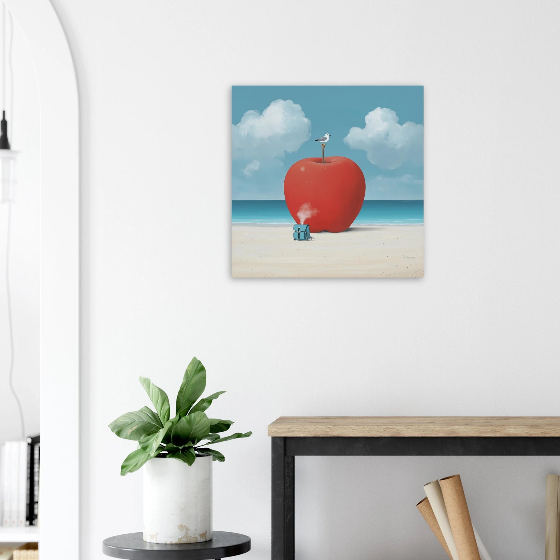 La Pomme et la Mouette — tableau aluminium — vue 7 — art mural STNCL