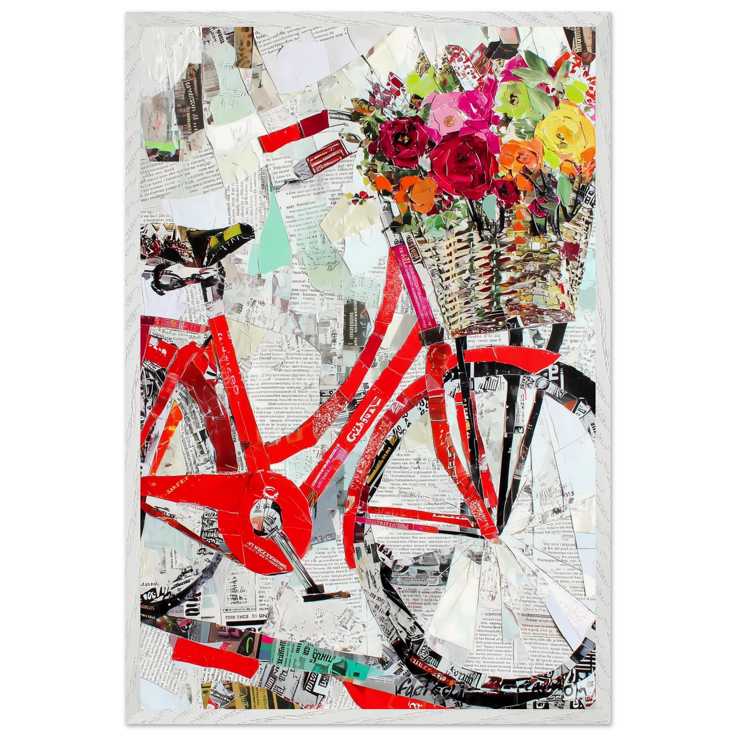 Le Vélo Fleuri — tableau encadré bois — vue 7 — art mural STNCL