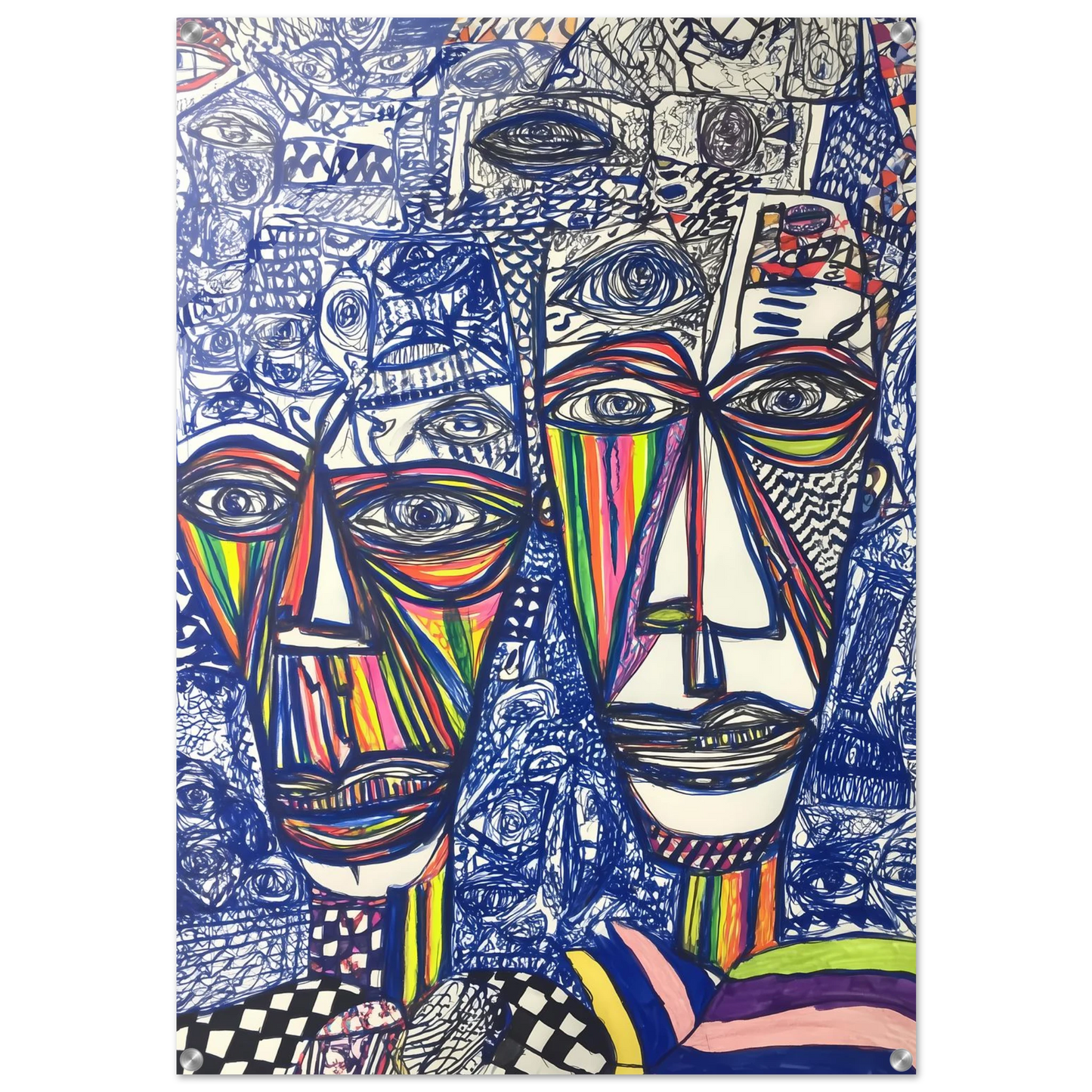 Deux Visages au Feutre — tableau plexiglas — art mural STNCL