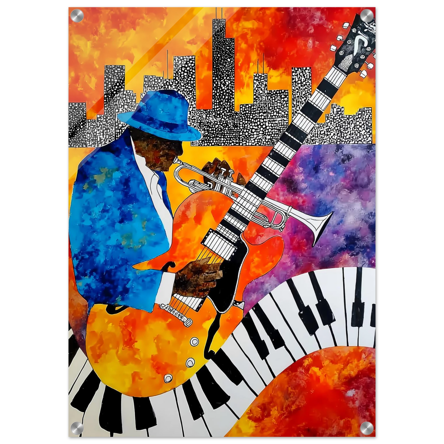 Blues en Ville — tableau plexiglas — vue 2 — art mural STNCL