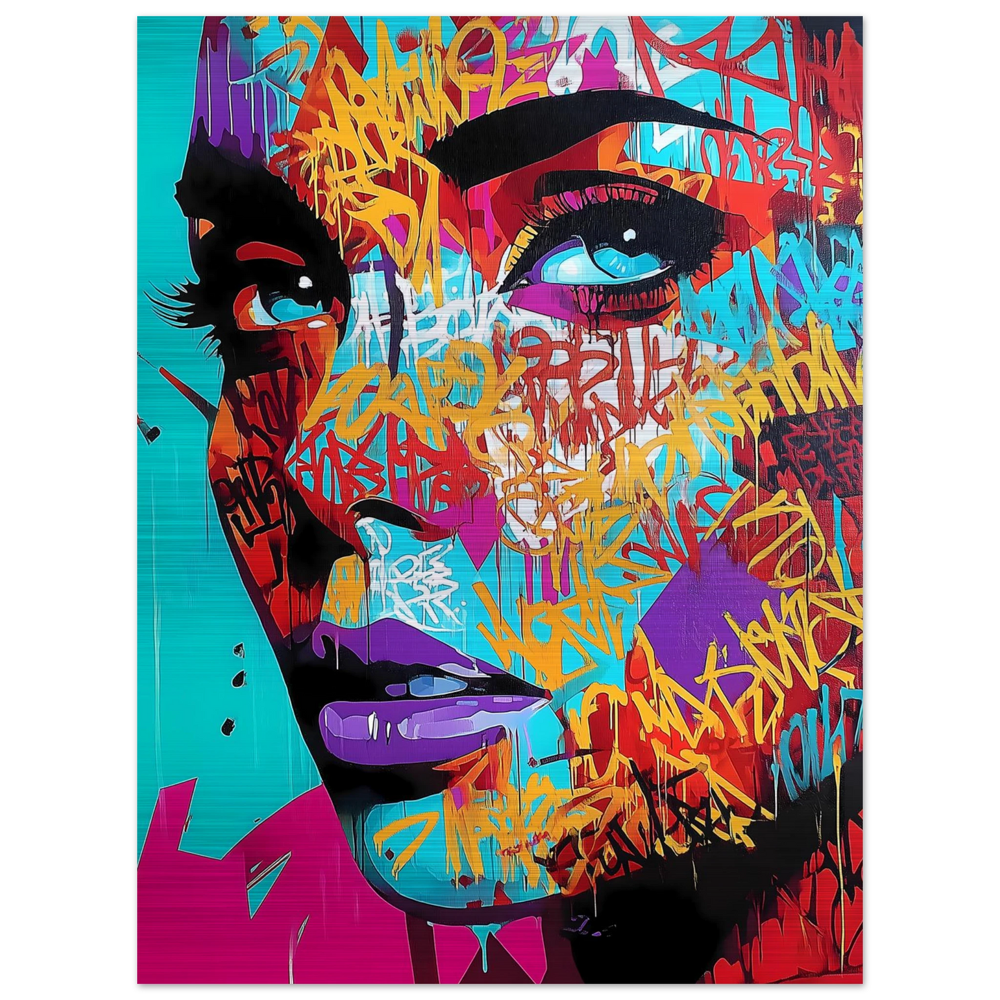 Lettres sur le Visage — tableau aluminium — vue 5 — art mural STNCL