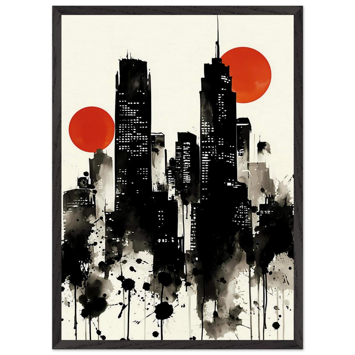 Ville d'Encre — tableau encadre bois — vue 10 — art mural STNCL