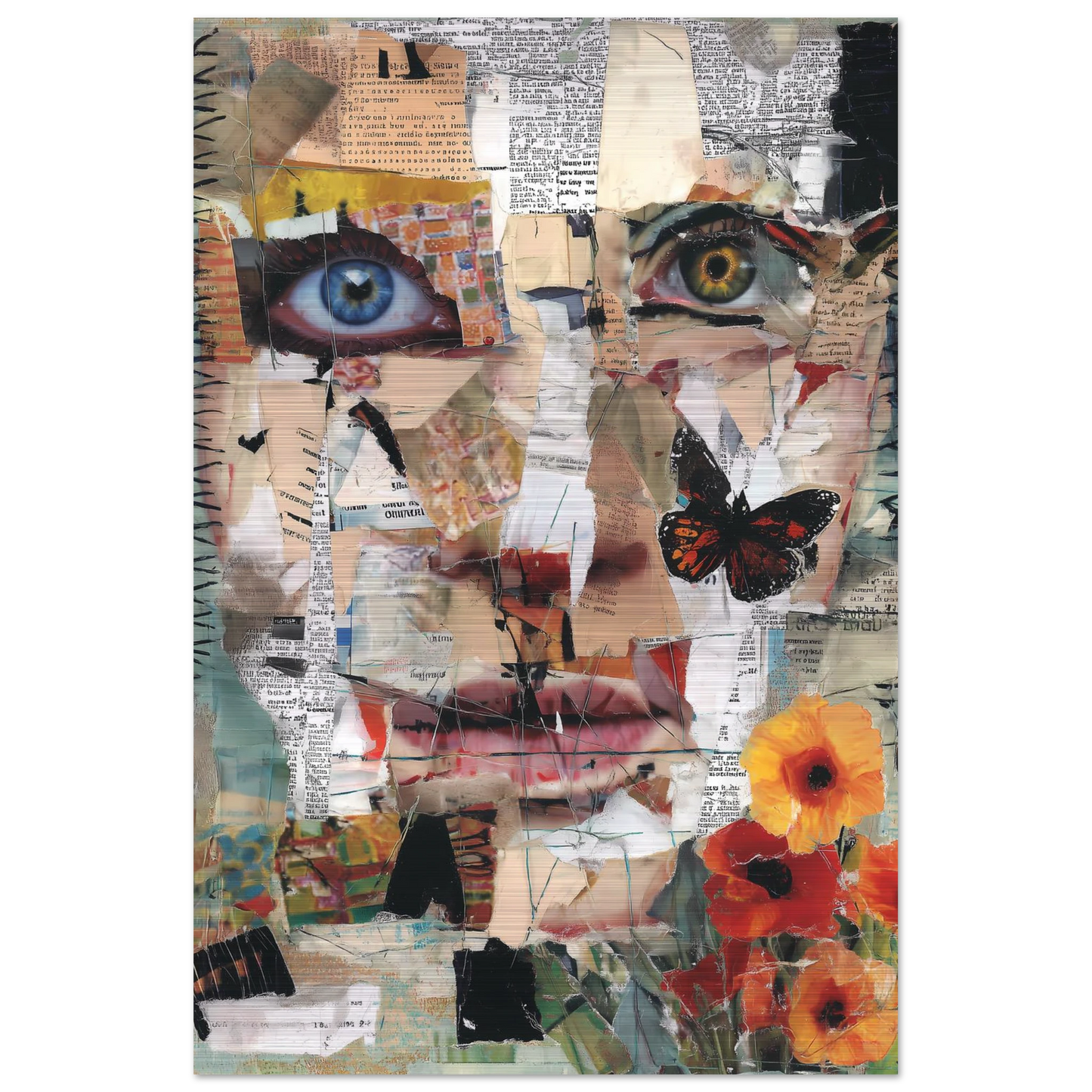 Le Visage de Papier — tableau aluminium — vue 3 — art mural STNCL