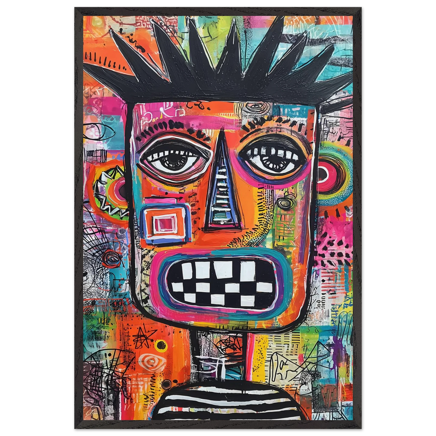 Masque Brut — tableau encadre bois — vue 2 — art mural STNCL