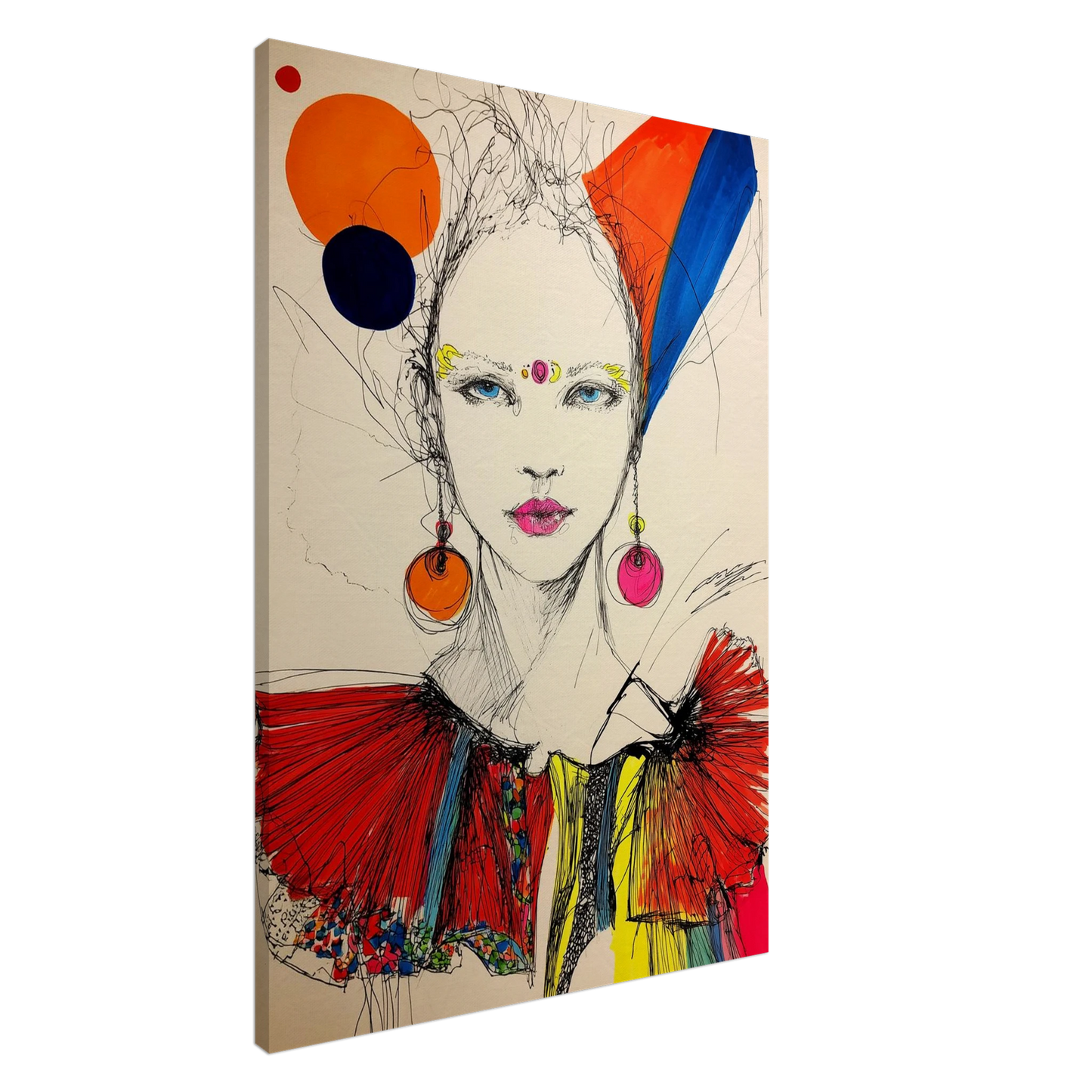 Visage aux Cercles Éclatants — tableau sur toile — art mural STNCL