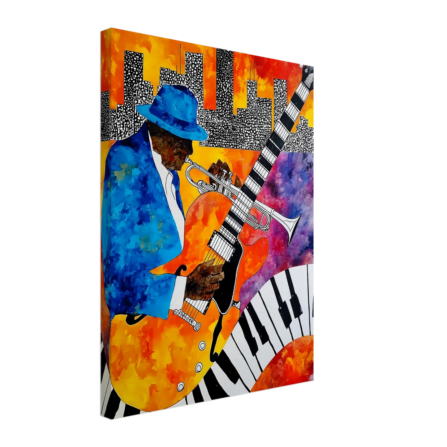 Blues en Ville — tableau sur toile — vue 5 — art mural STNCL