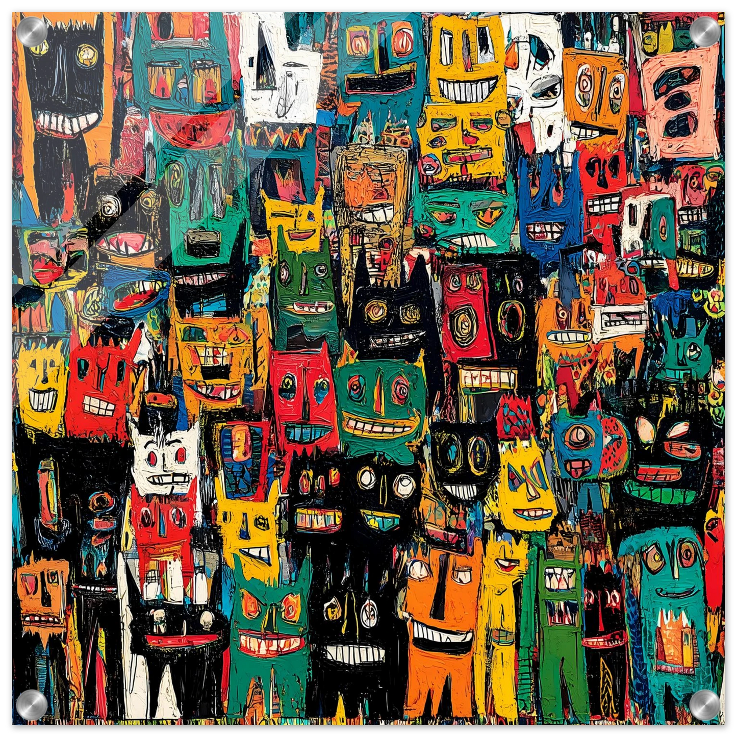 Assemblée de Masques — tableau plexiglas — vue 2 — art mural STNCL