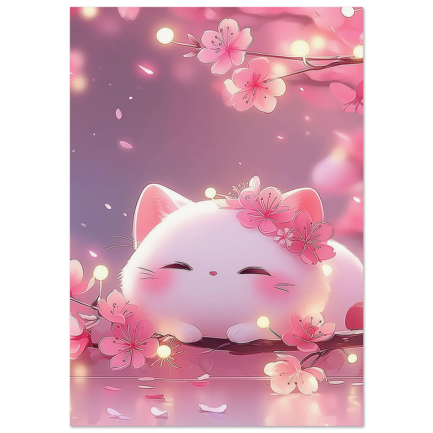 Chaton Sakura Endormi — affiche d'art — art mural STNCL