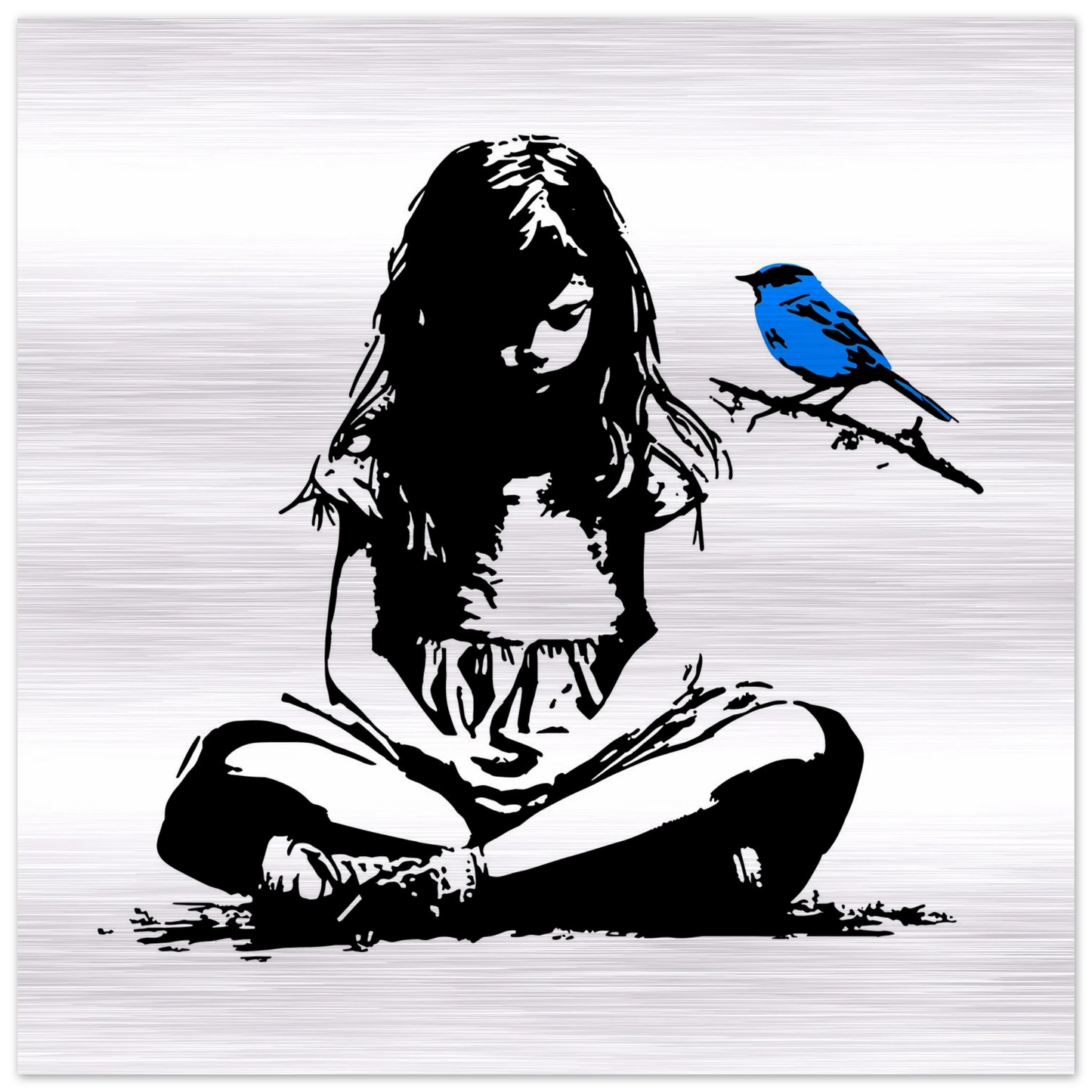 L'Oiseau Bleu — tableau aluminium — vue 4 — art mural STNCL