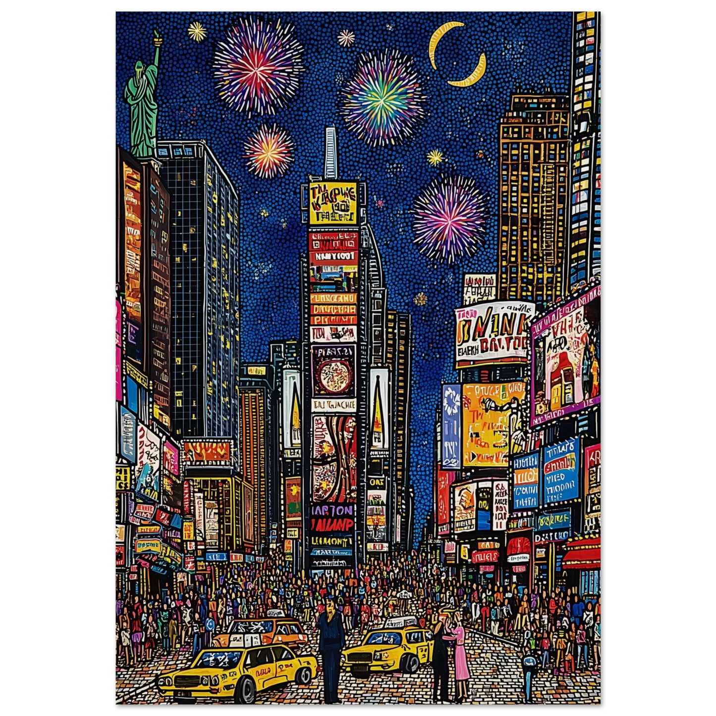 Times Square Feux d'Artifice — affiche d'art — art mural STNCL