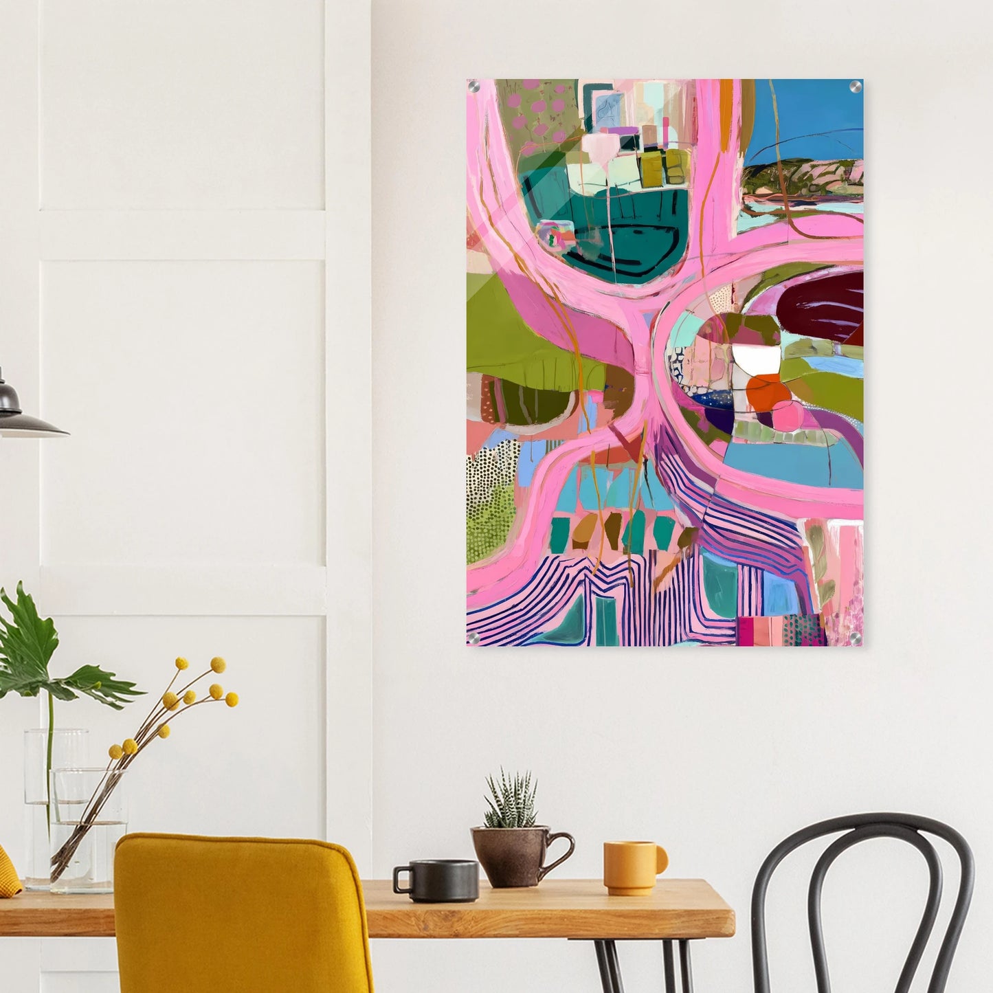 Méandres Roses — tableau plexiglas — vue 8 — art mural STNCL