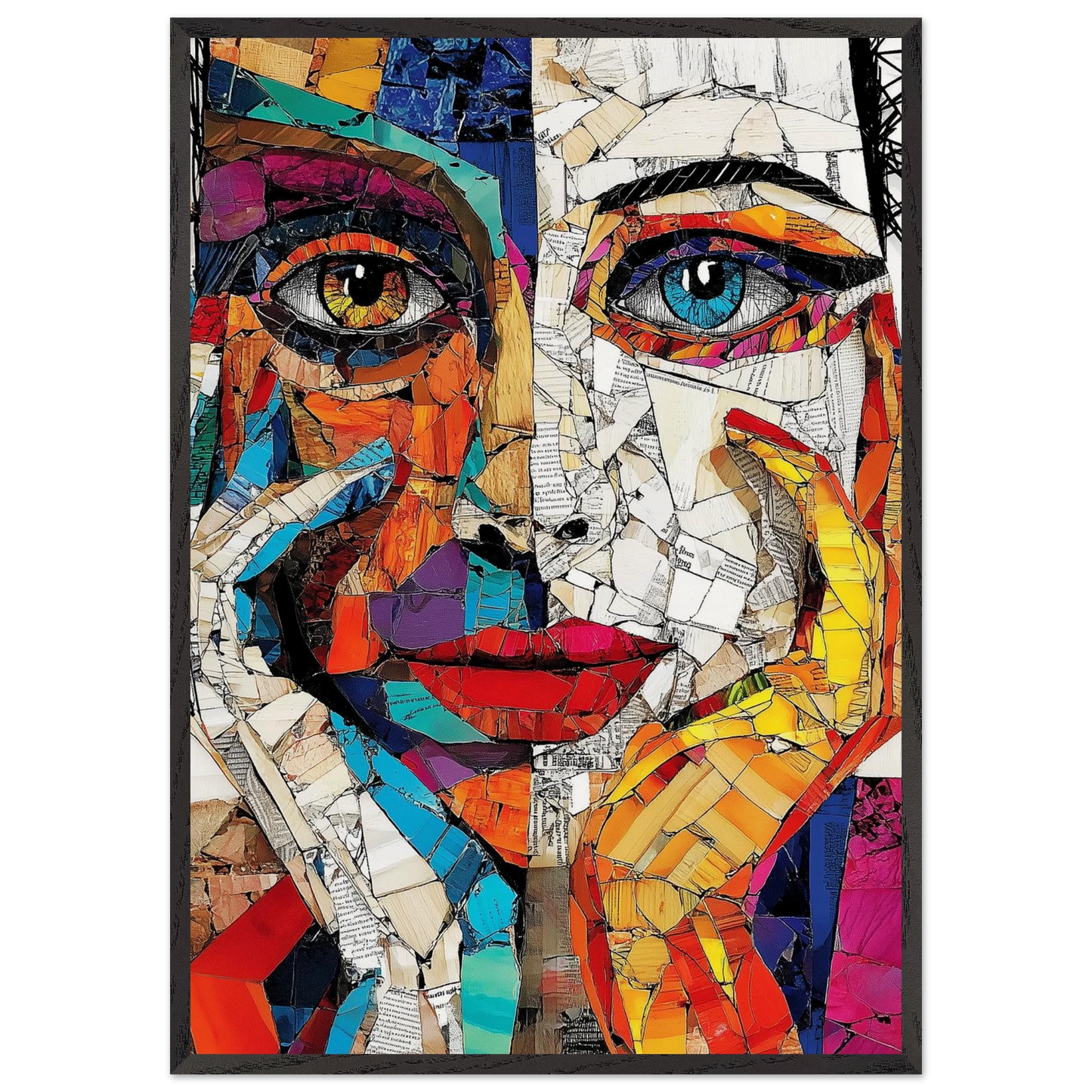 Mosaïque d'une Âme Duelle — tableau encadré bois — art mural STNCL