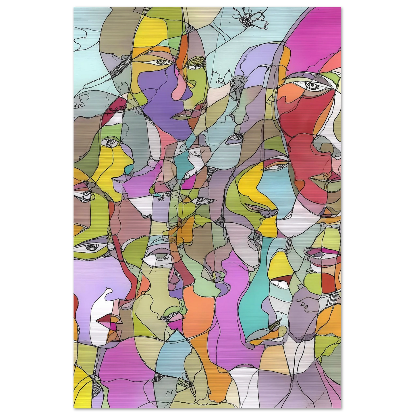 Visages Entrelacés — tableau aluminium — vue 3 — art mural STNCL