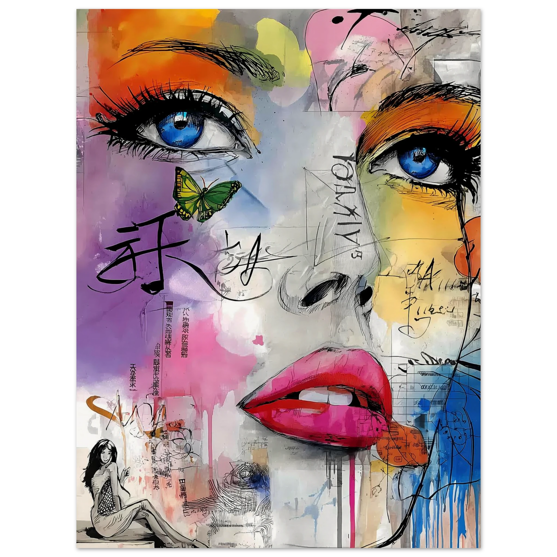 Papillon et Idéogrammes — affiche d'art — vue 2 — art mural STNCL