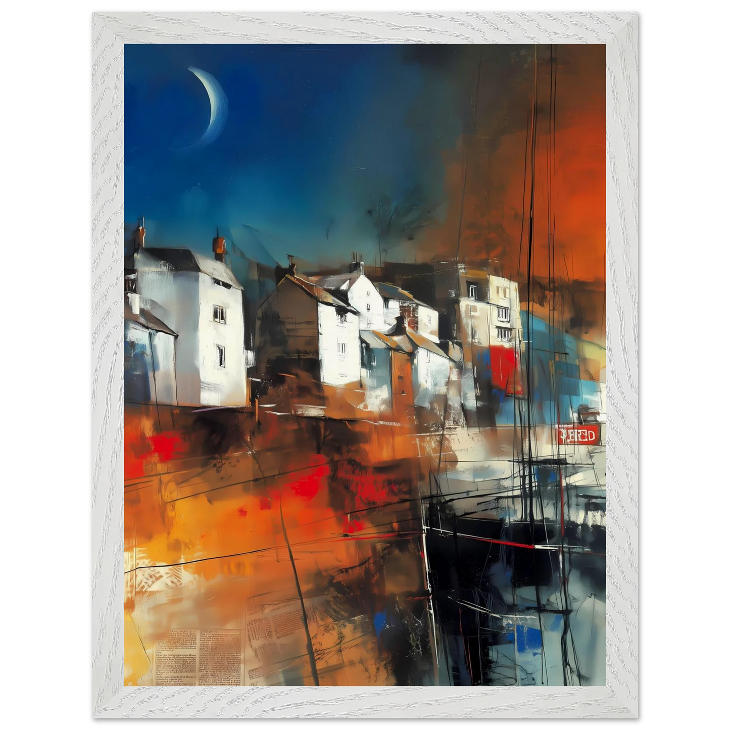 Port sous le Croissant de Lune — tableau encadré bois — vue 9 — art mural STNCL