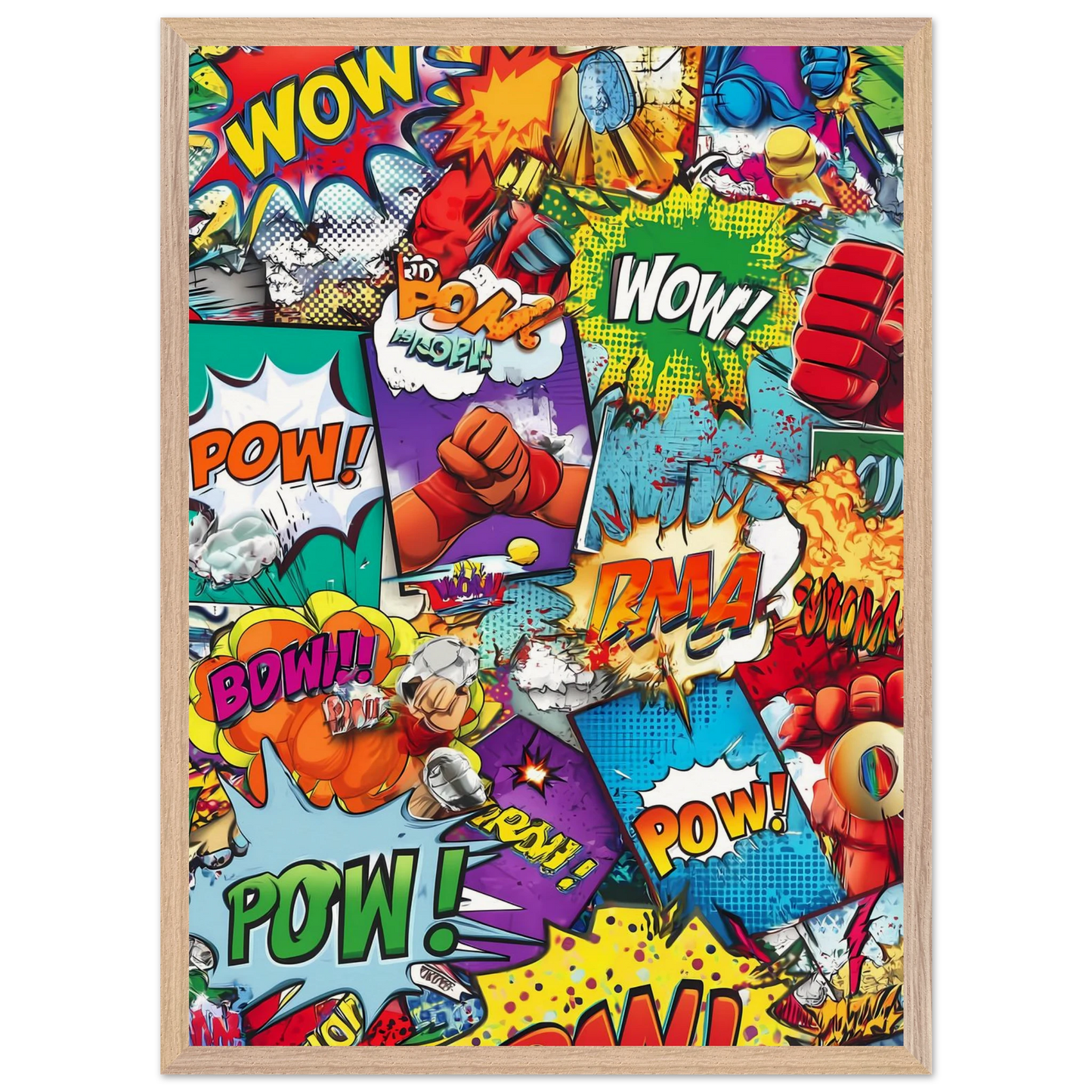 Explosion Pop Art — tableau encadre bois — vue 13 — art mural STNCL