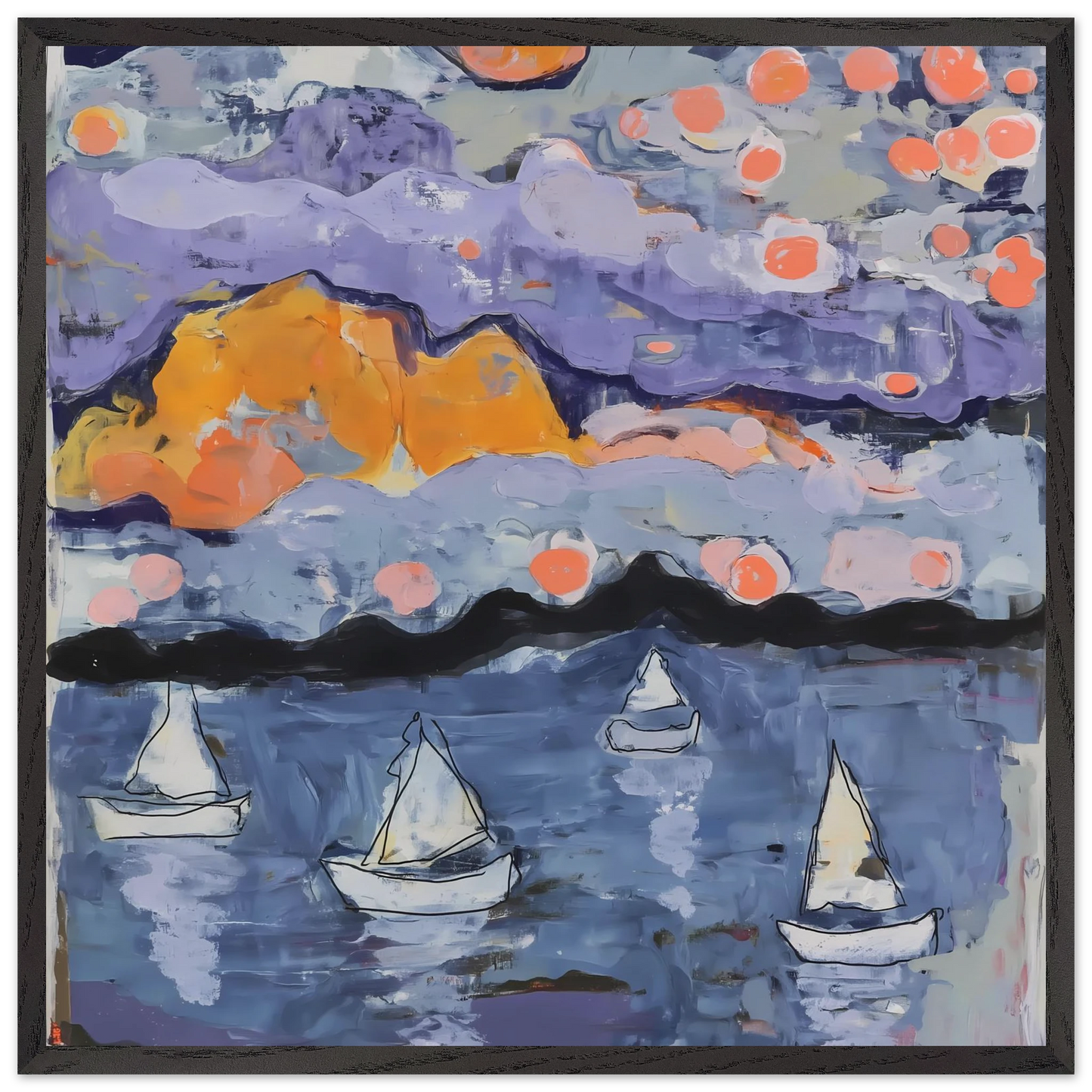 Voiles dans la Baie — tableau encadré bois — art mural STNCL