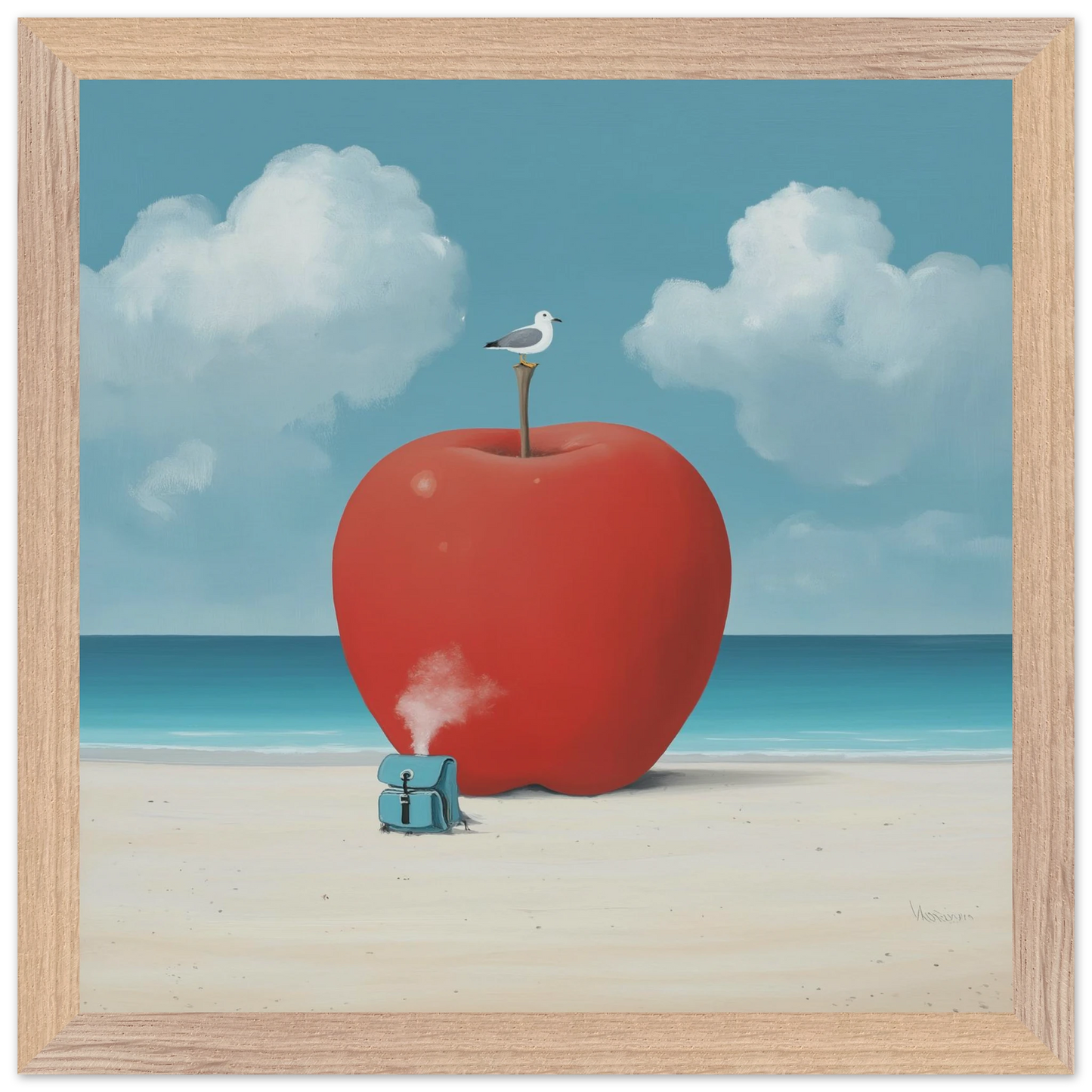 La Pomme et la Mouette — tableau encadré bois — vue 10 — art mural STNCL