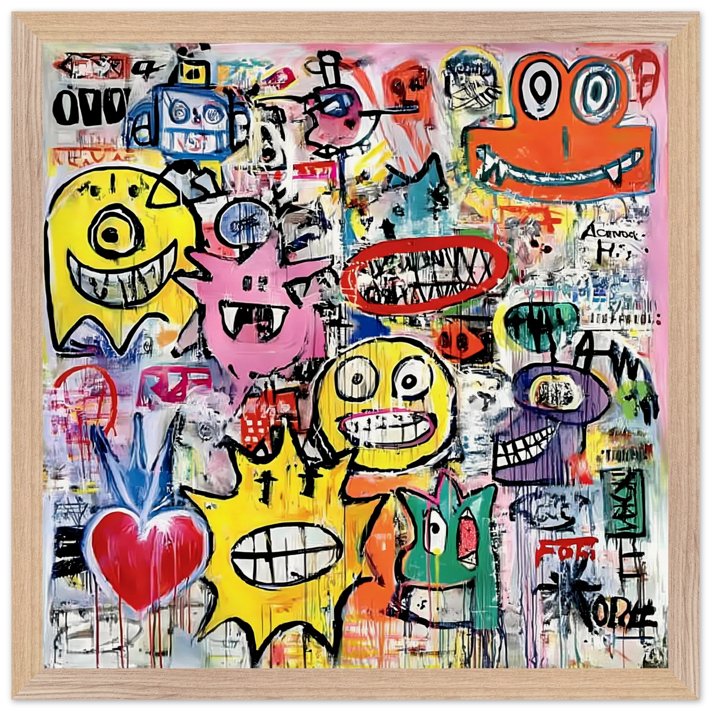 Le Mur aux Monstres — tableau encadré bois — vue 4 — art mural STNCL